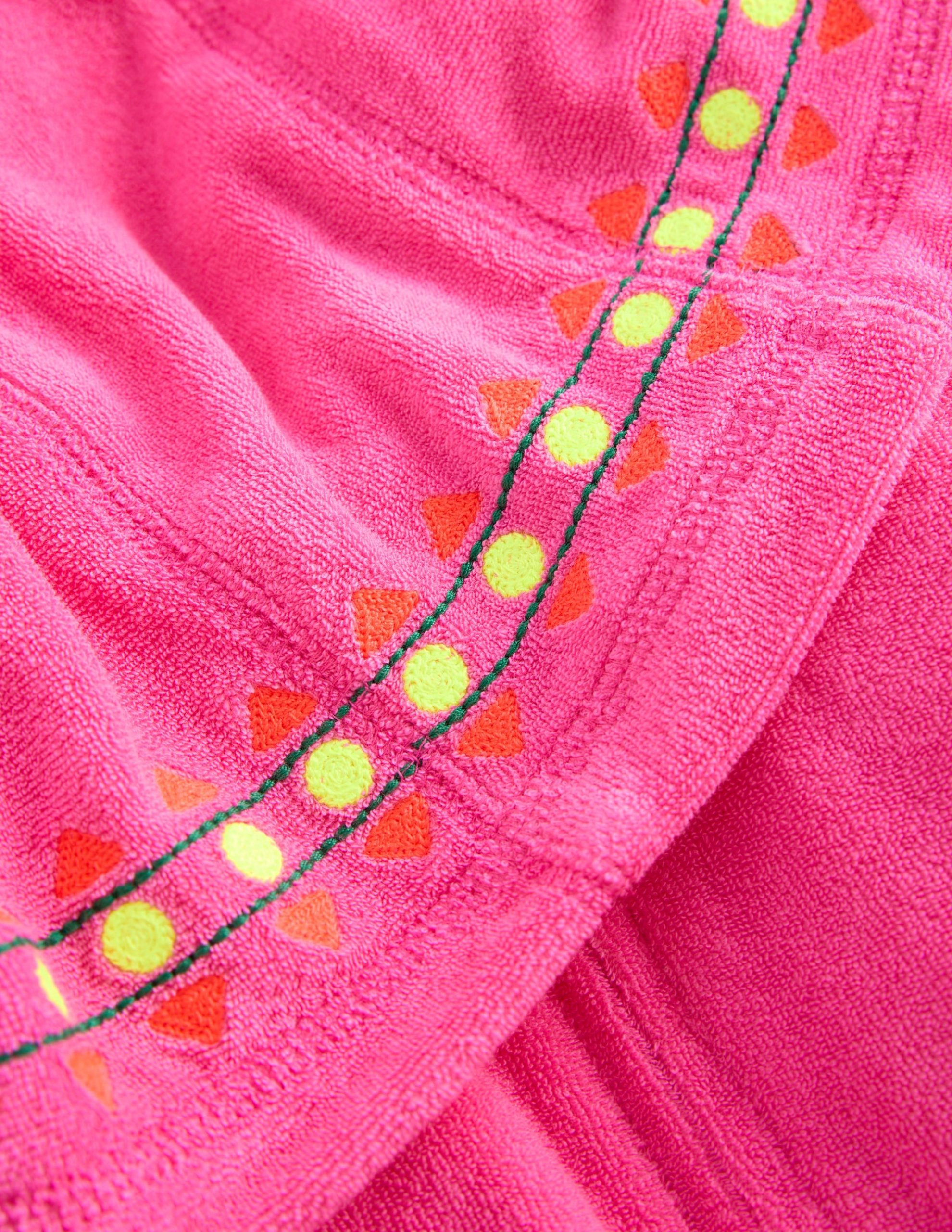 Relaxed Towelling Hoodie-Pink Embroidered - Image 3