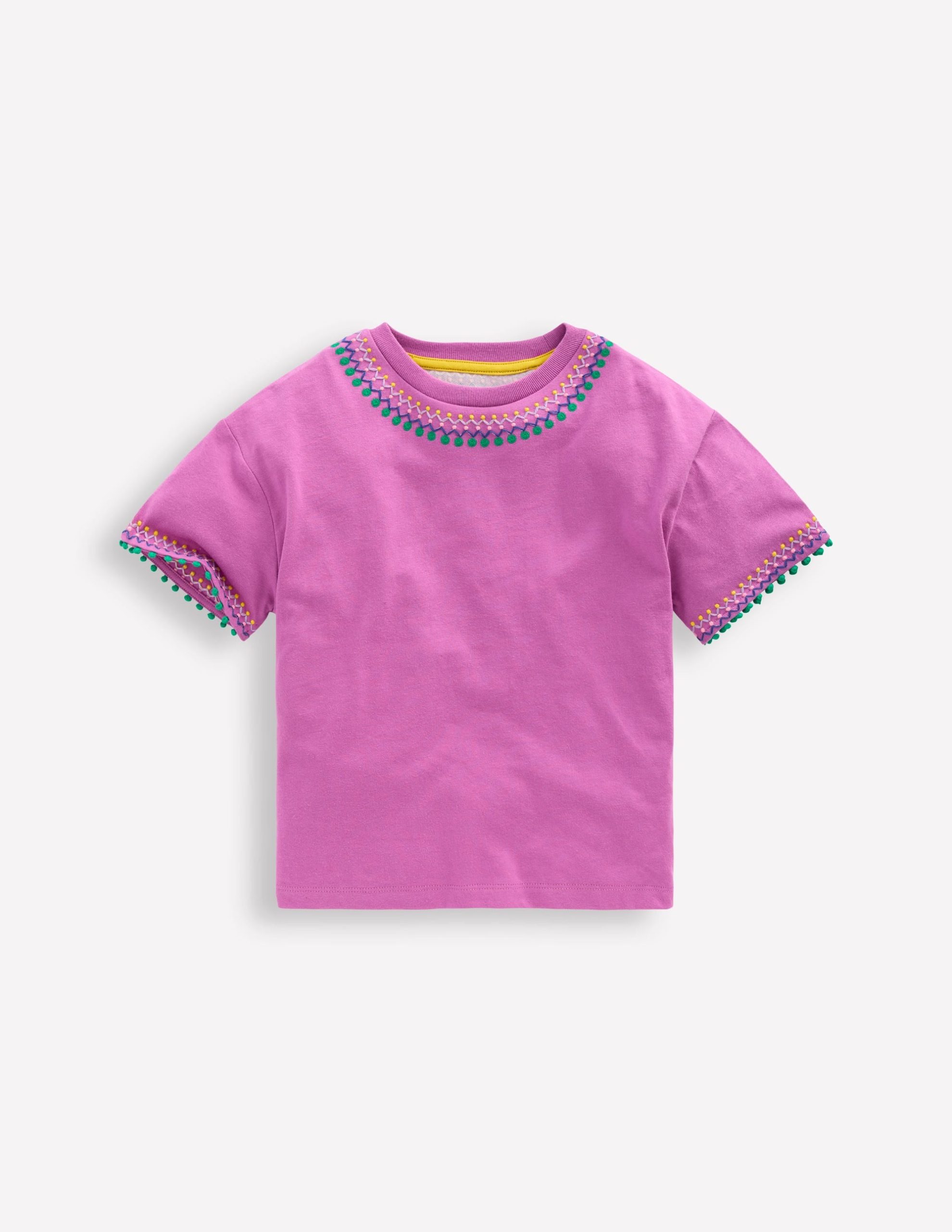 Relaxed Embroidered T-shirt-Radiant Orchid