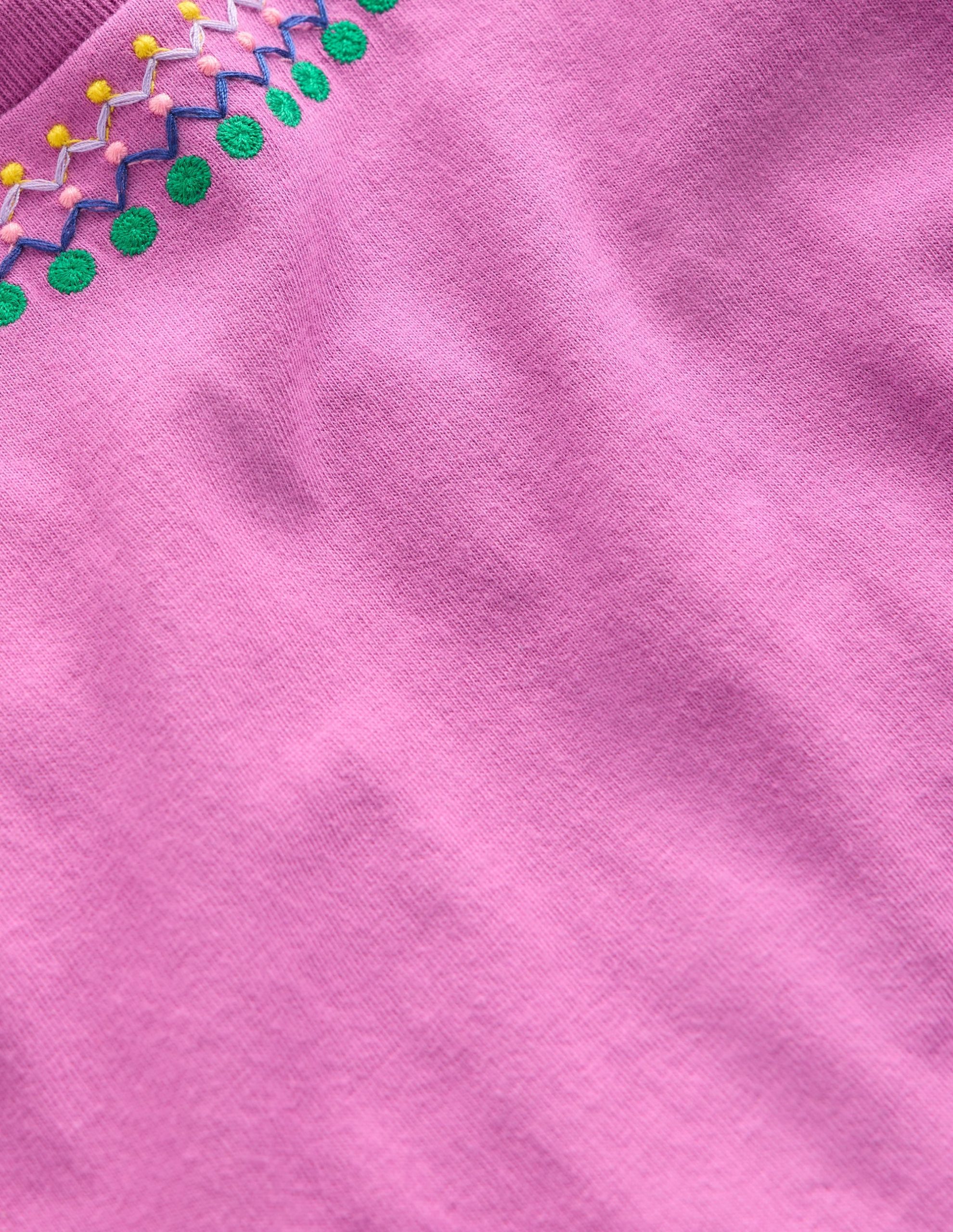 Relaxed Embroidered T-shirt-Radiant Orchid - Image 3
