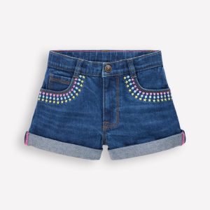 Denim Shorts-Mid Vintage Embroidered