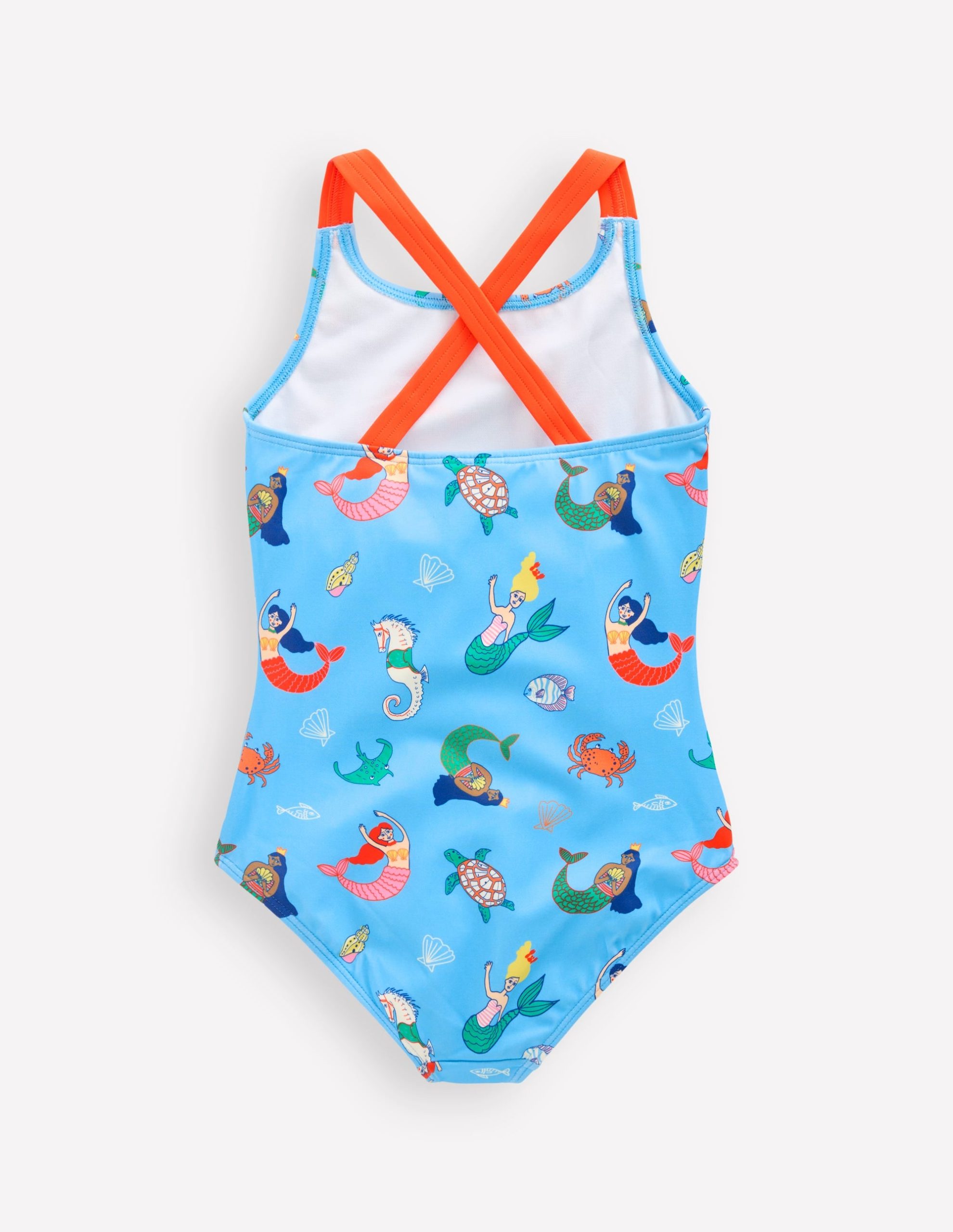 Cross-Back Printed Swimsuit-Cabana Blue Mermaids - Image 2