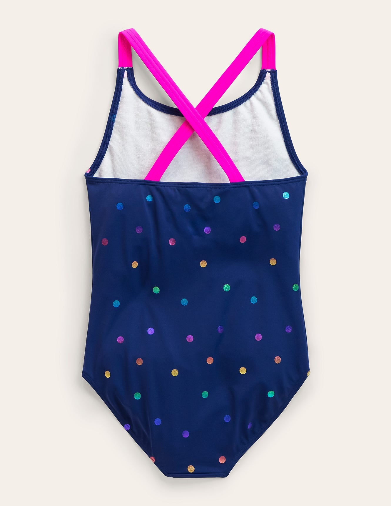 Cross-Back Printed Swimsuit-Rainbow Foil Confetti Spot - Image 2