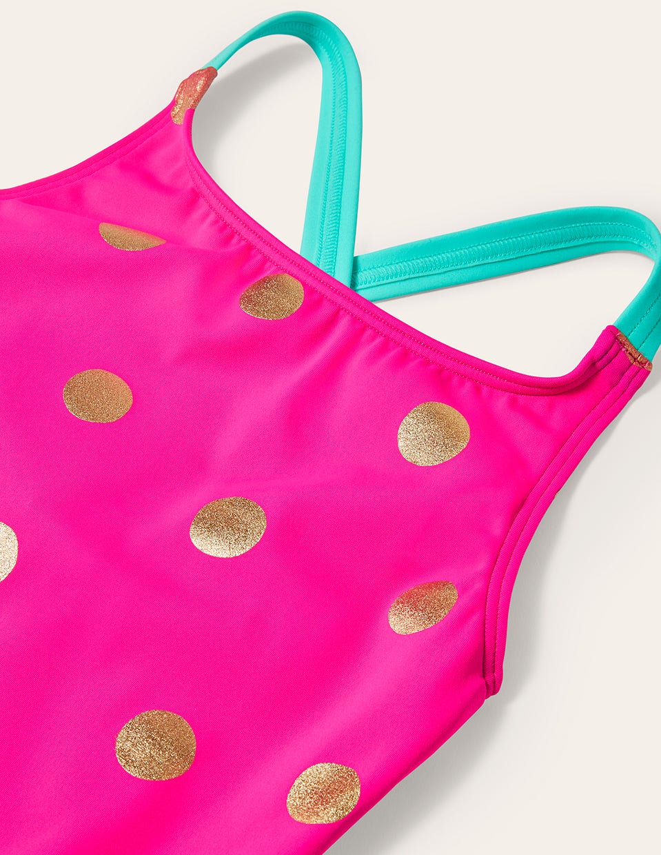 Cross-Back Printed Swimsuit-Fuchsia Pink Foil Spot - Image 3