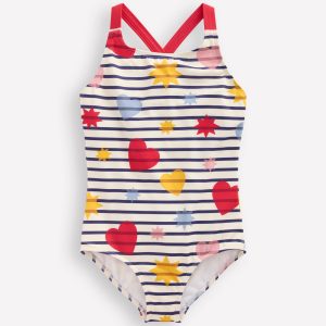 Cross-Back Printed Swimsuit-Multi Celestial Stripe
