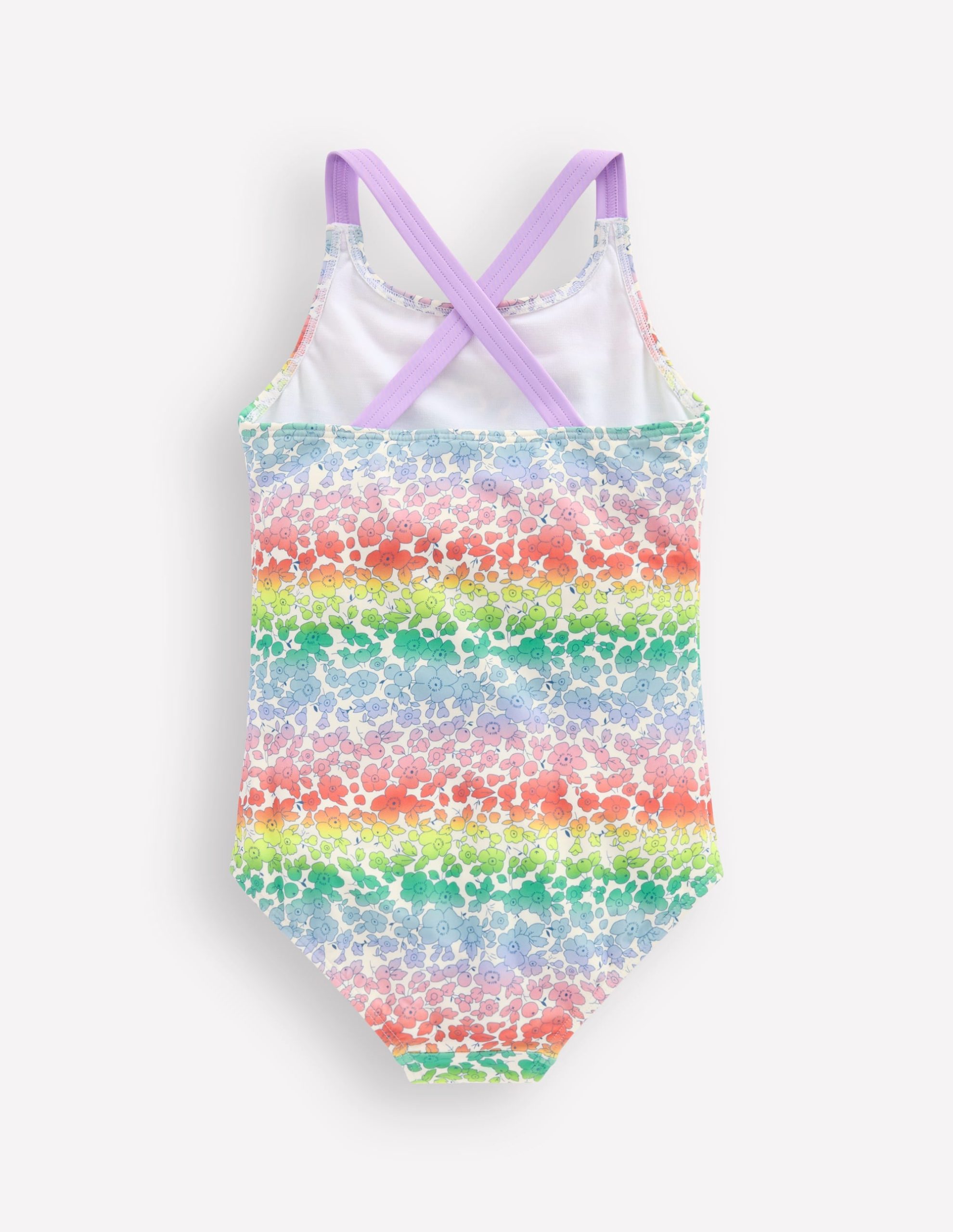 Cross-Back Printed Swimsuit-Rainbow Ombre Flowerbed - Image 2