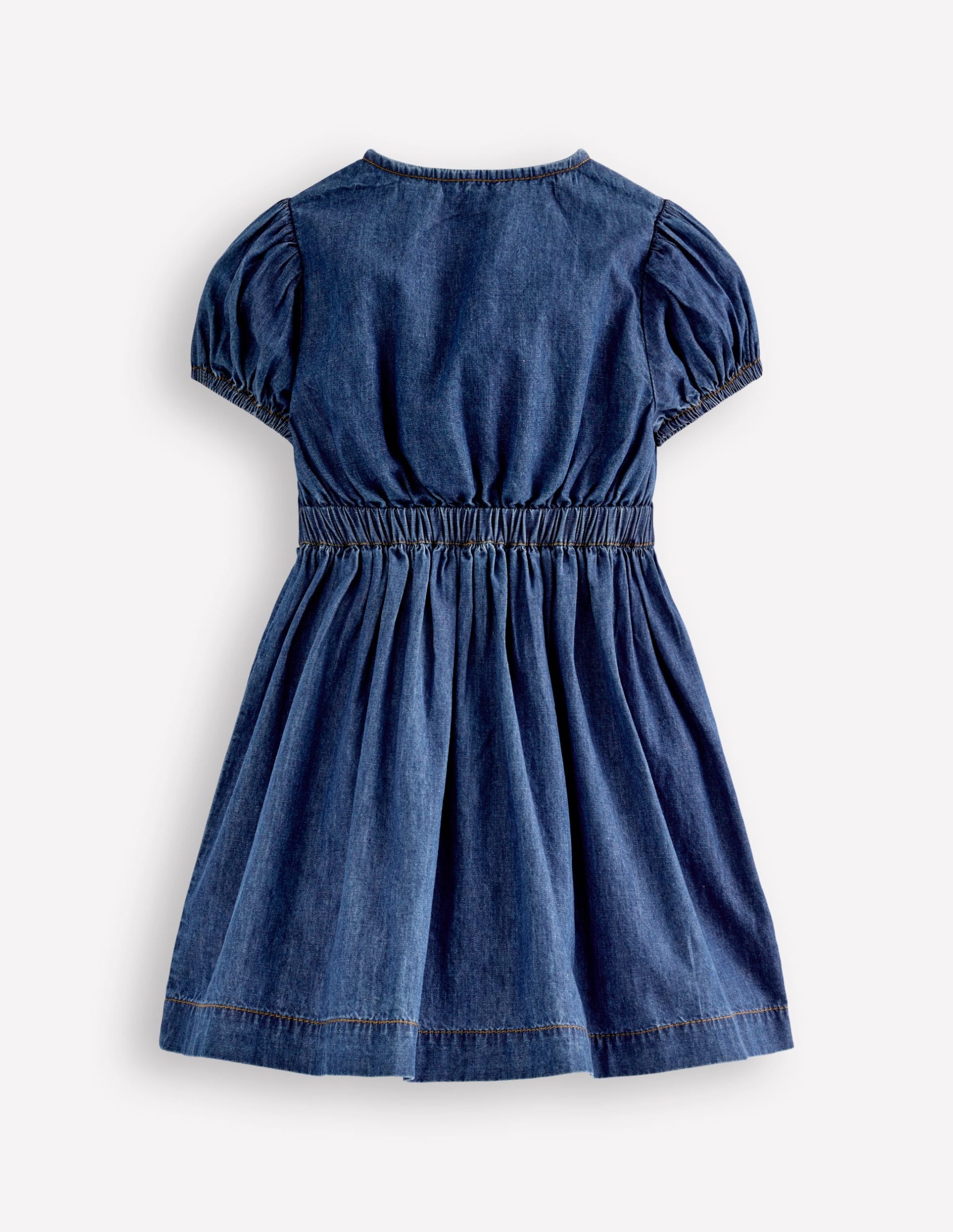 Tie Front Woven Dress-Denim - Image 2