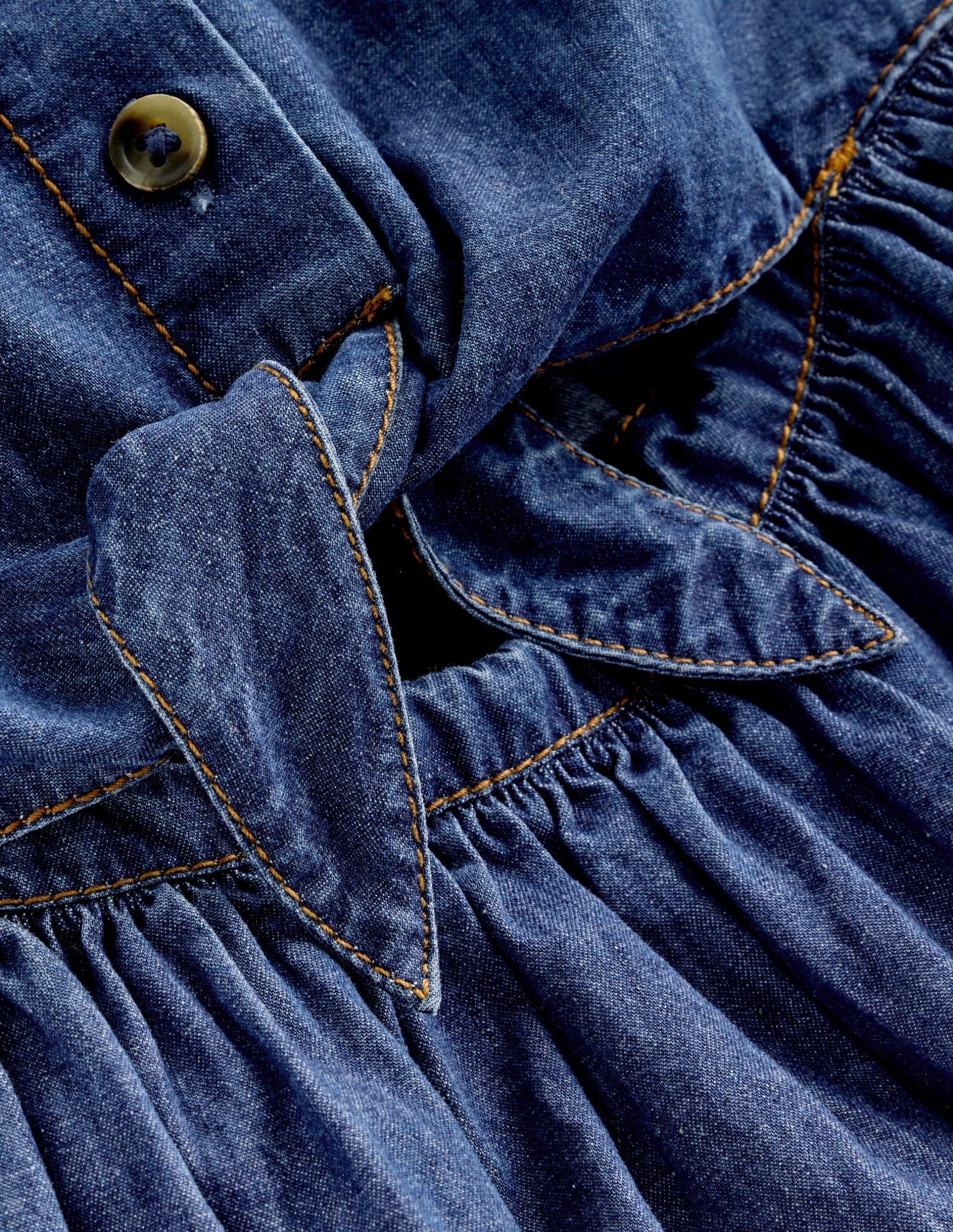 Tie Front Woven Dress-Denim - Image 3