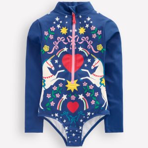 Fun Long-sleeved Swimsuit-Sapphire Unicorn Placement