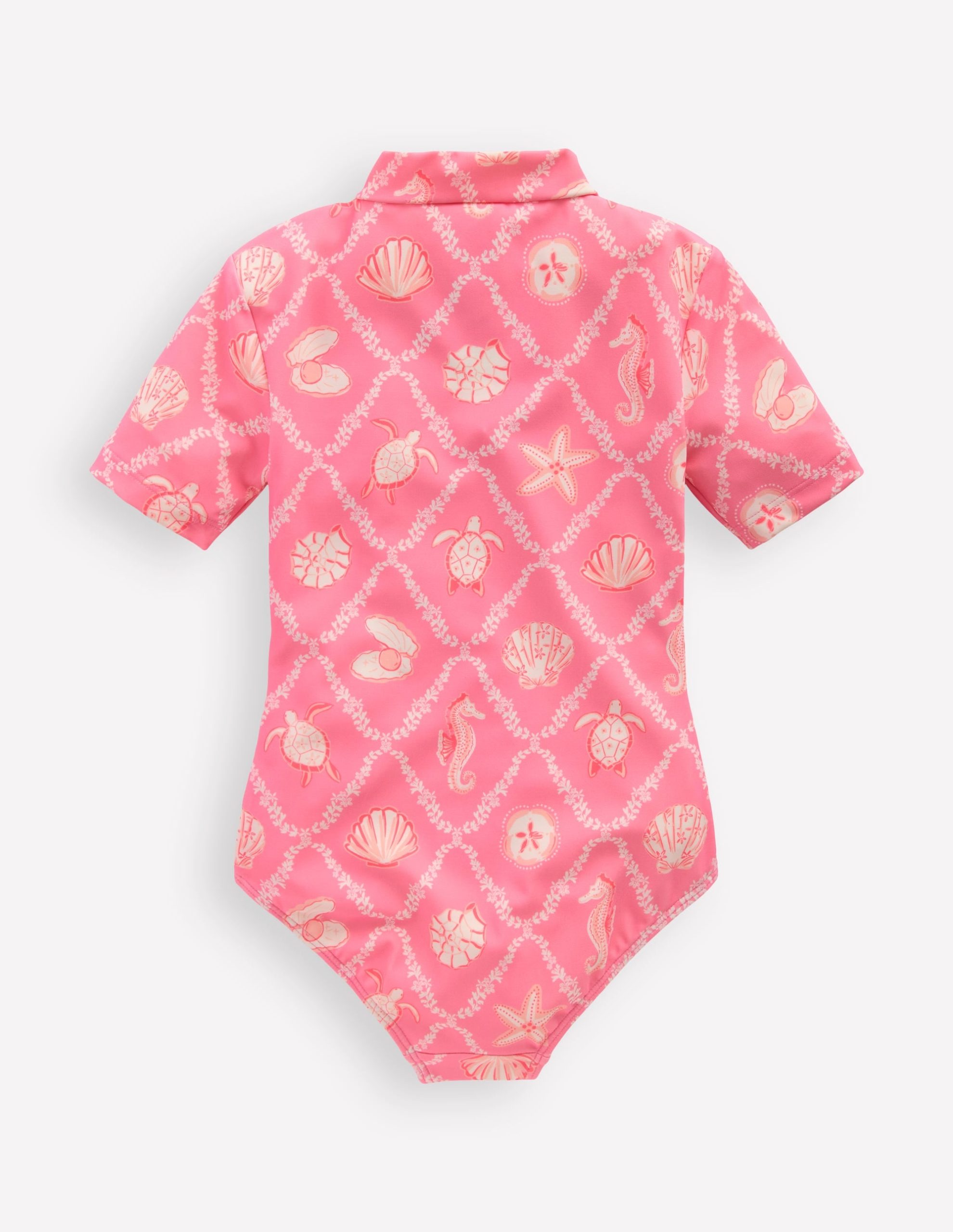 Short-sleeved Swimsuit-Salmon Pink Shell Tile - Image 2