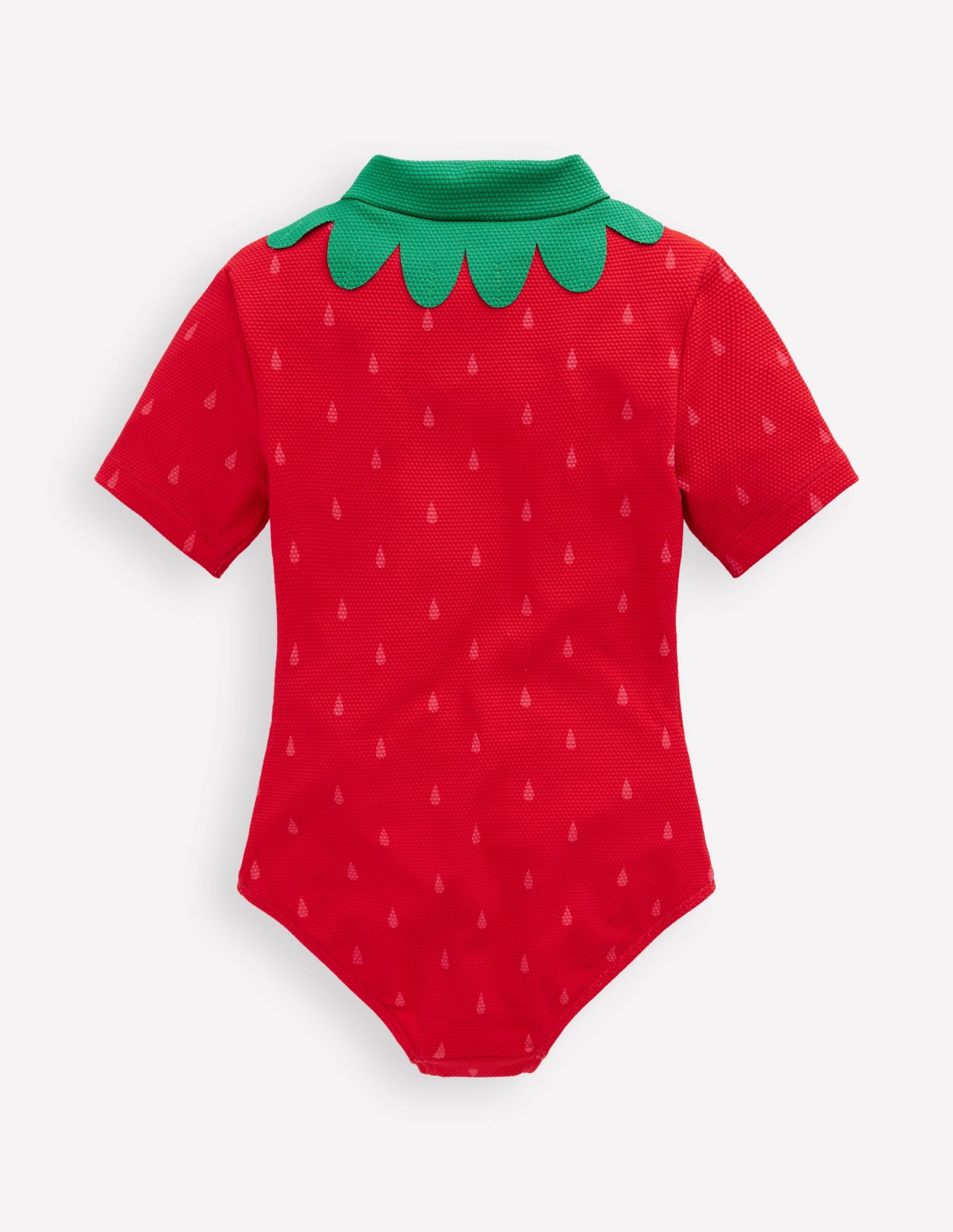 Short-sleeved Swimsuit-Poppy Red Strawberry - Image 2