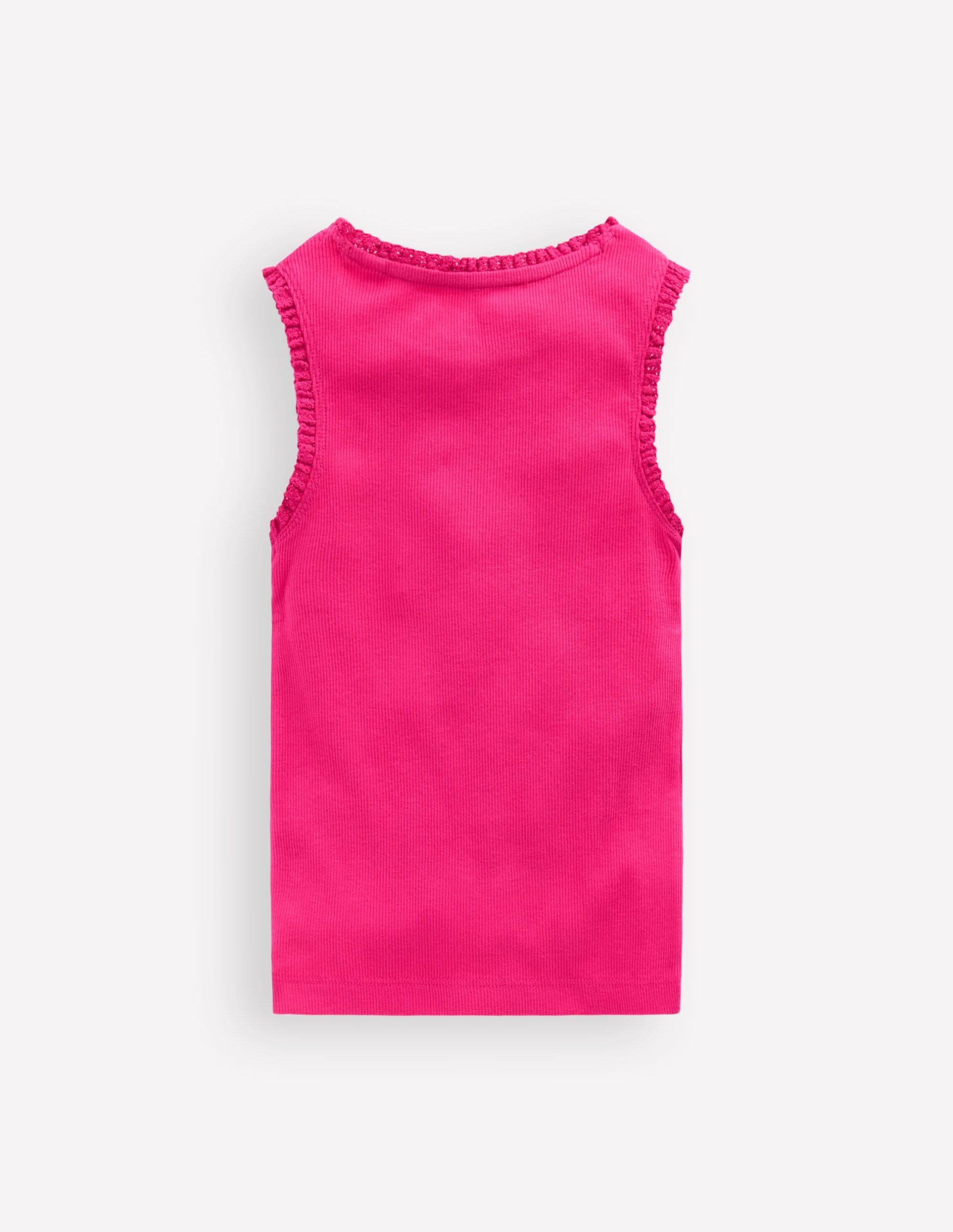 Ribbed Lace Trim Tank-Pink Peony - Image 2