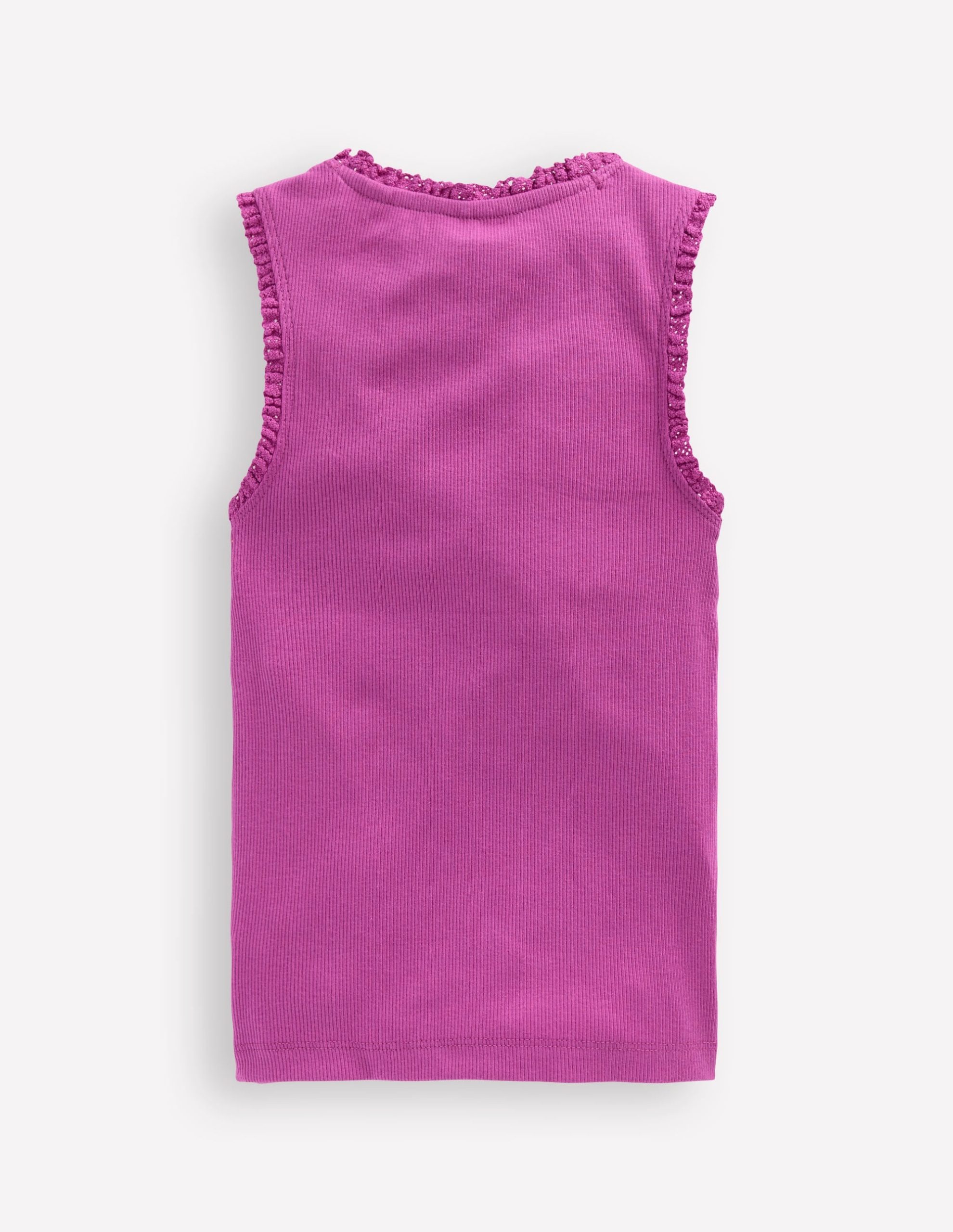 Ribbed Lace Trim Tank-Purple - Image 2