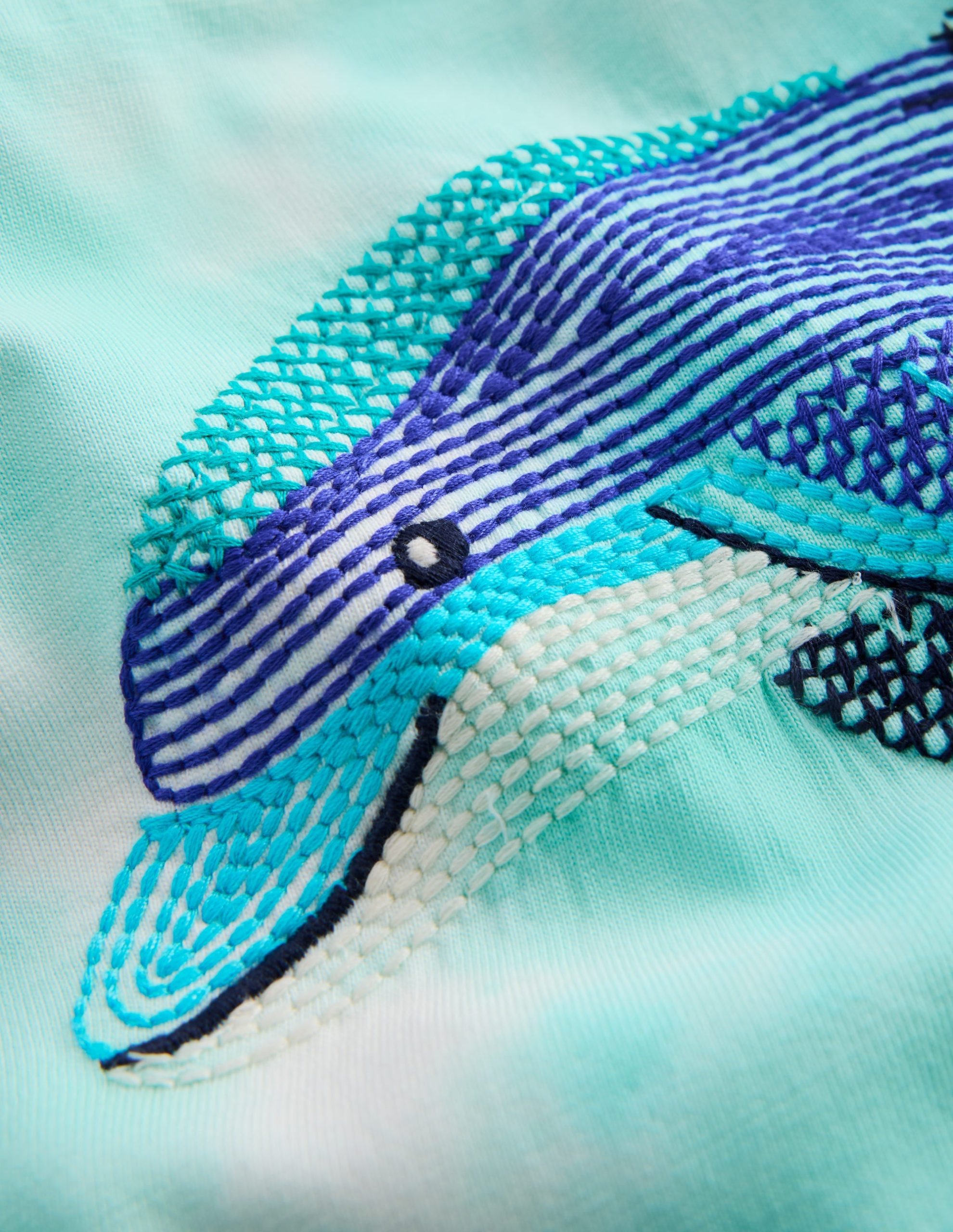 Puff Sleeve Superstitch Top-Blue Dolphins - Image 3