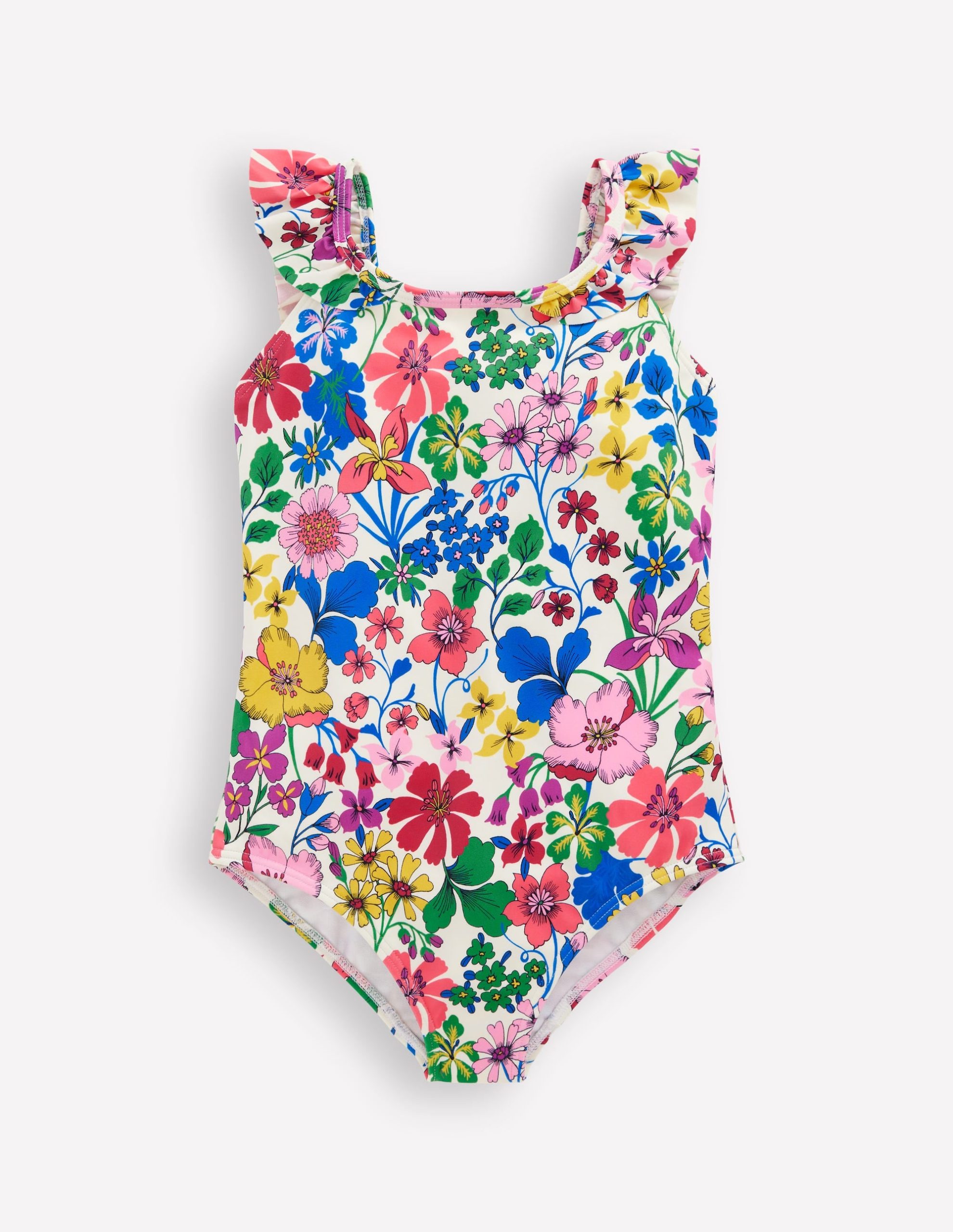 Hallie Frill Strap Swimsuit-Multi Rainbow Floral
