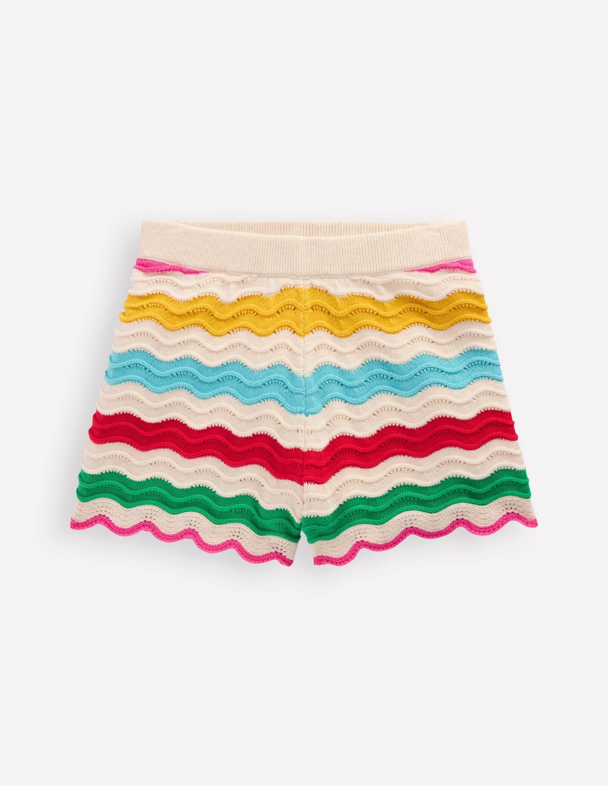 Knitted Shorts-Ivory Multi Rainbow