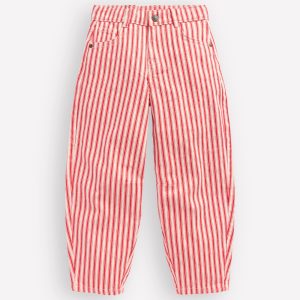 Barrel Leg Jeans-Poppy Red Tram Stripe