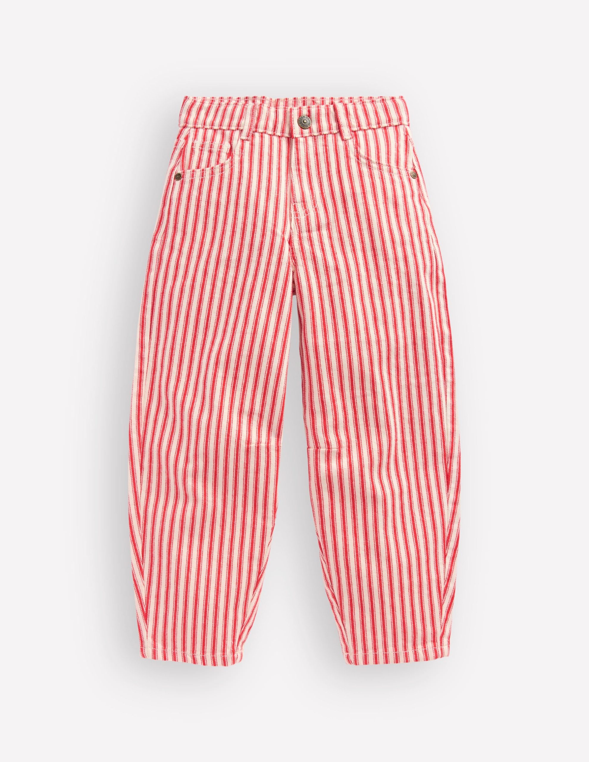 Barrel Leg Jeans-Poppy Red Tram Stripe