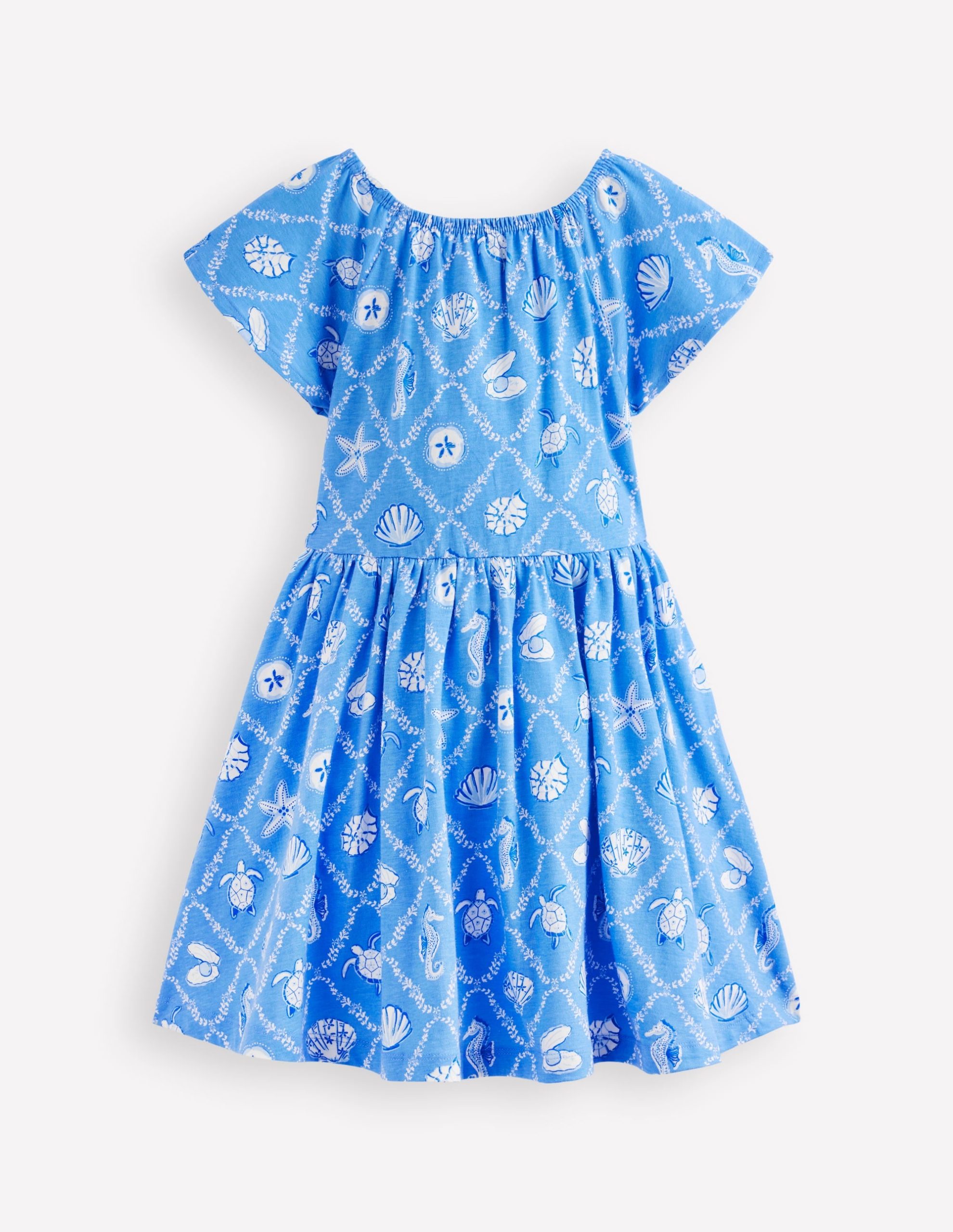 Flutter Sleeve Twirly Dress-Cabana Blue Mermaids - Image 2