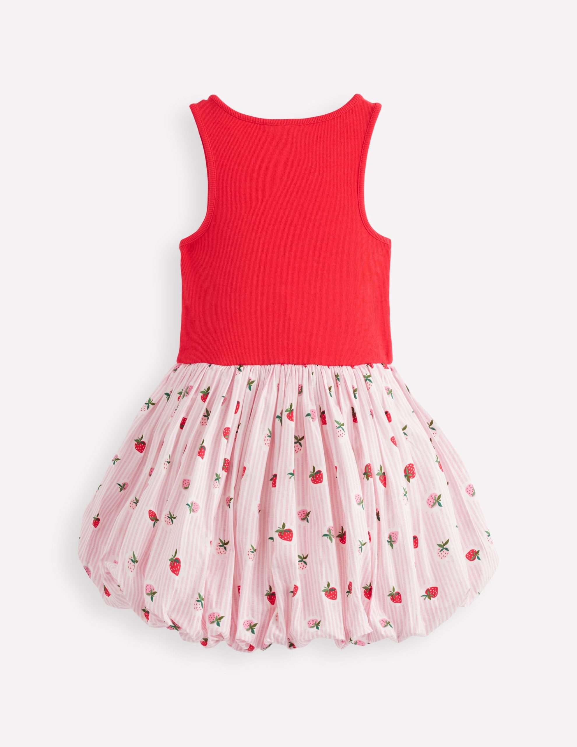 Bubble Hem Rib Dress-Ticking Stripe Strawberry - Image 4