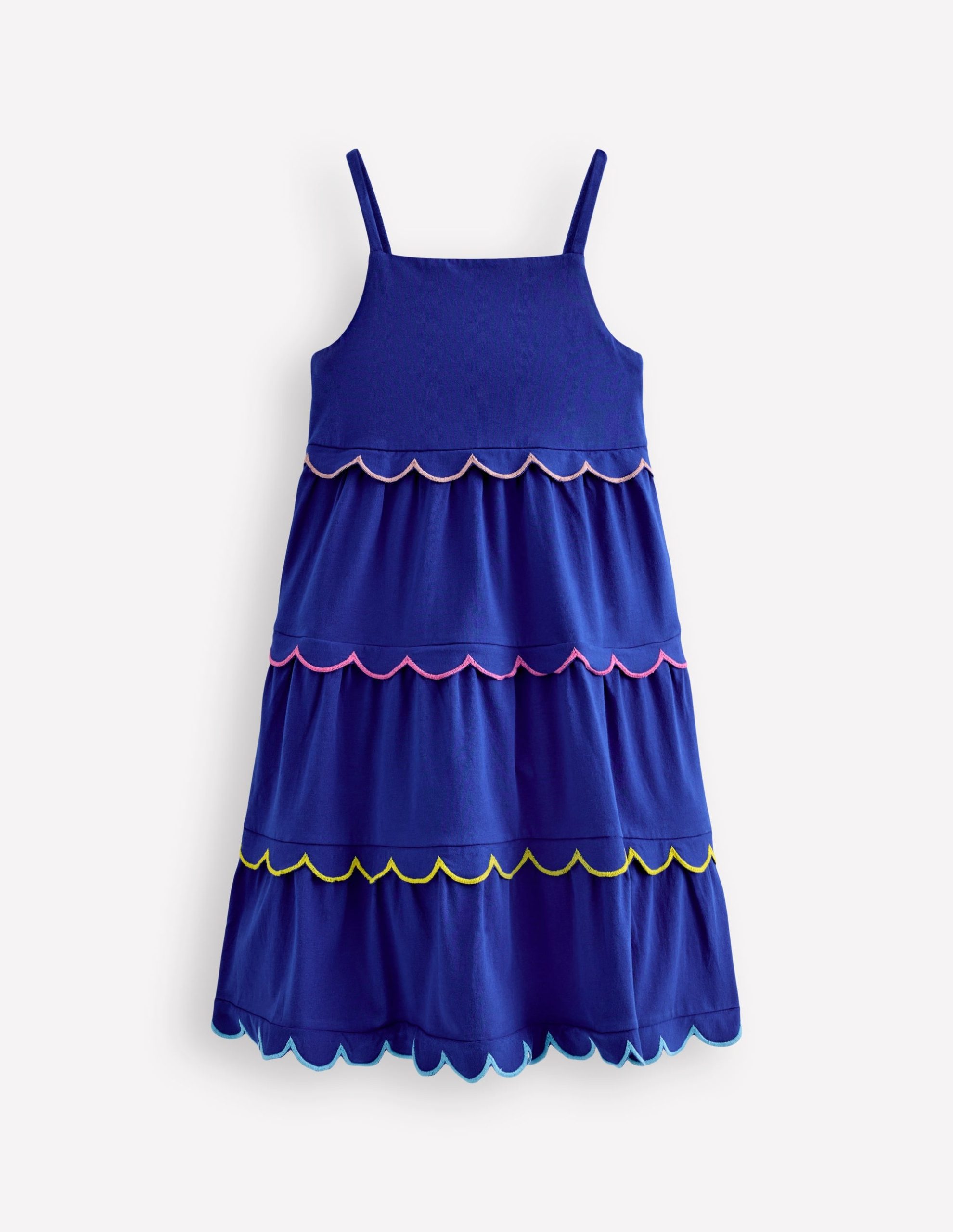 Scallop Tiered Sundress-Sapphire Blue