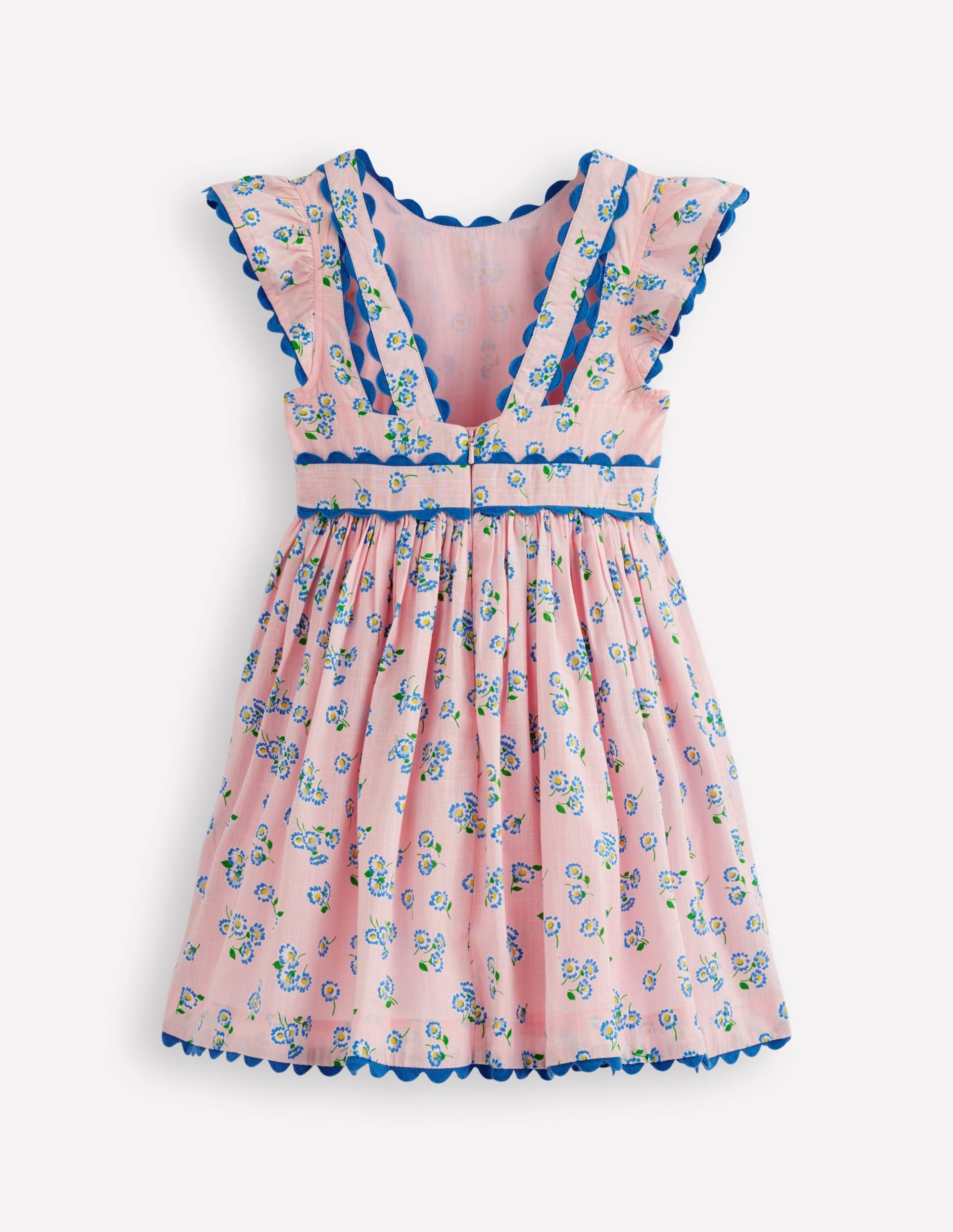 Ric Rac Trim Flutter Dress-Chalk Pink Daisy - Image 2