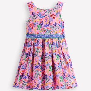 Multi Strap Flare Dress-Meadowsweet Pink Garden Floral