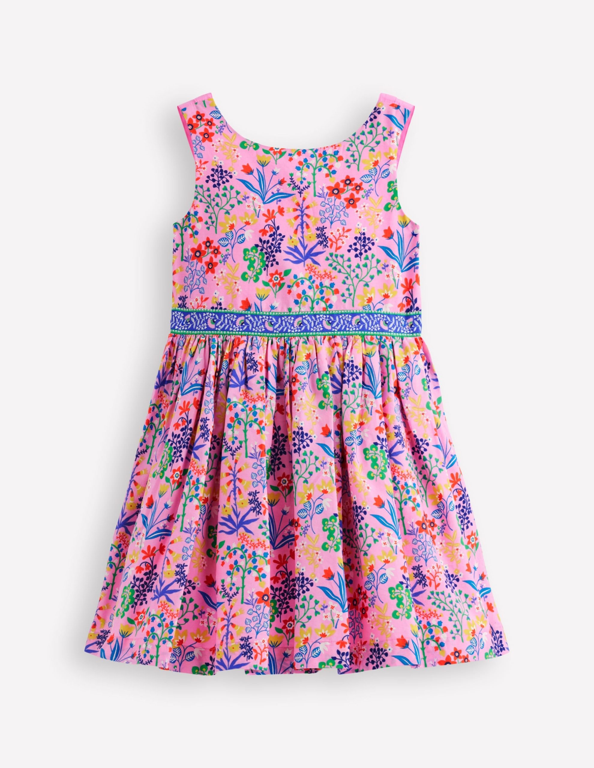Multi Strap Flare Dress-Meadowsweet Pink Garden Floral