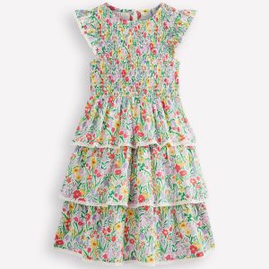 Tiered Lace Trim Dress-Multi Spring Floral