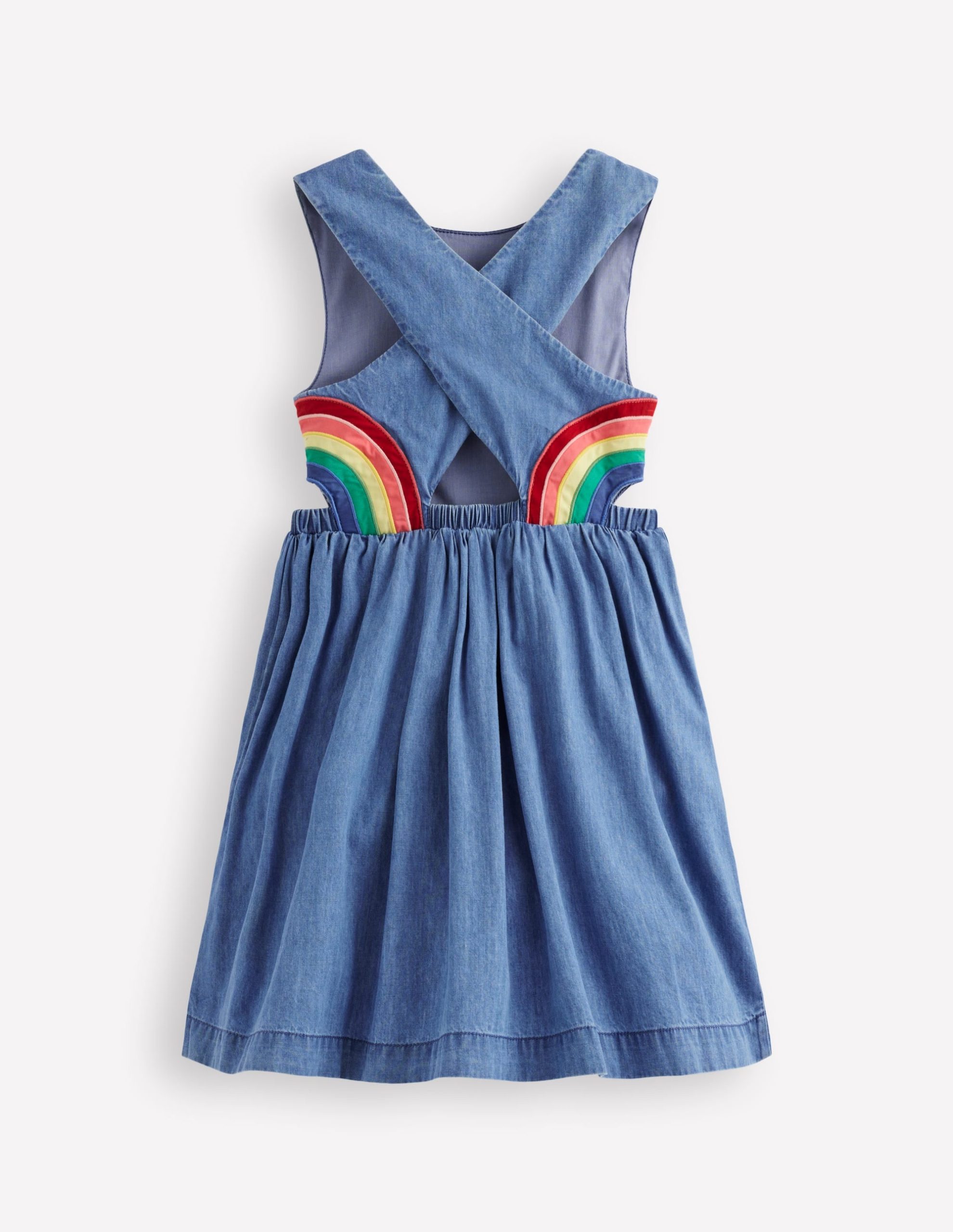 Rainbow Cross Back Dress-Light Wash Rainbow - Image 2