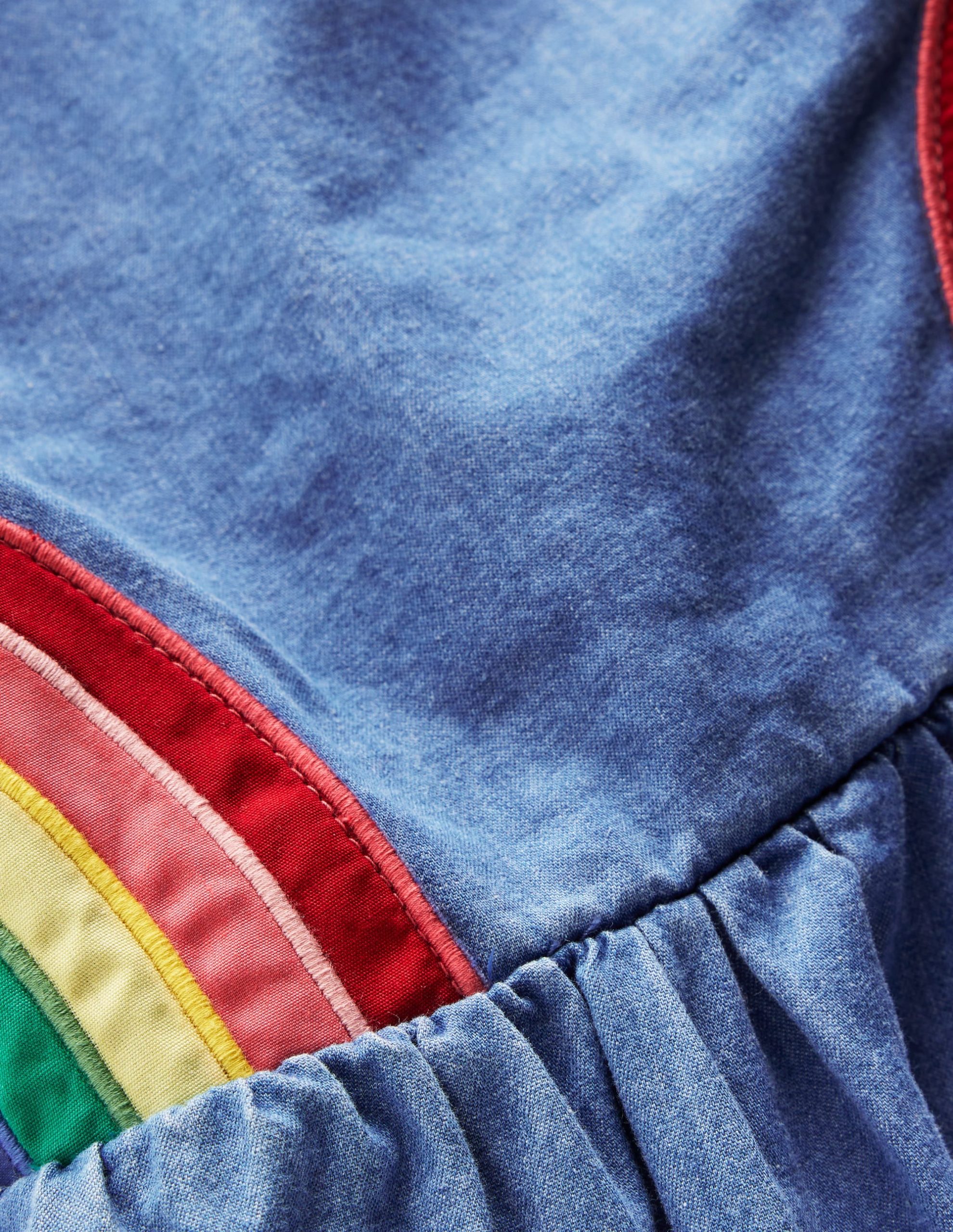 Rainbow Cross Back Dress-Light Wash Rainbow - Image 3