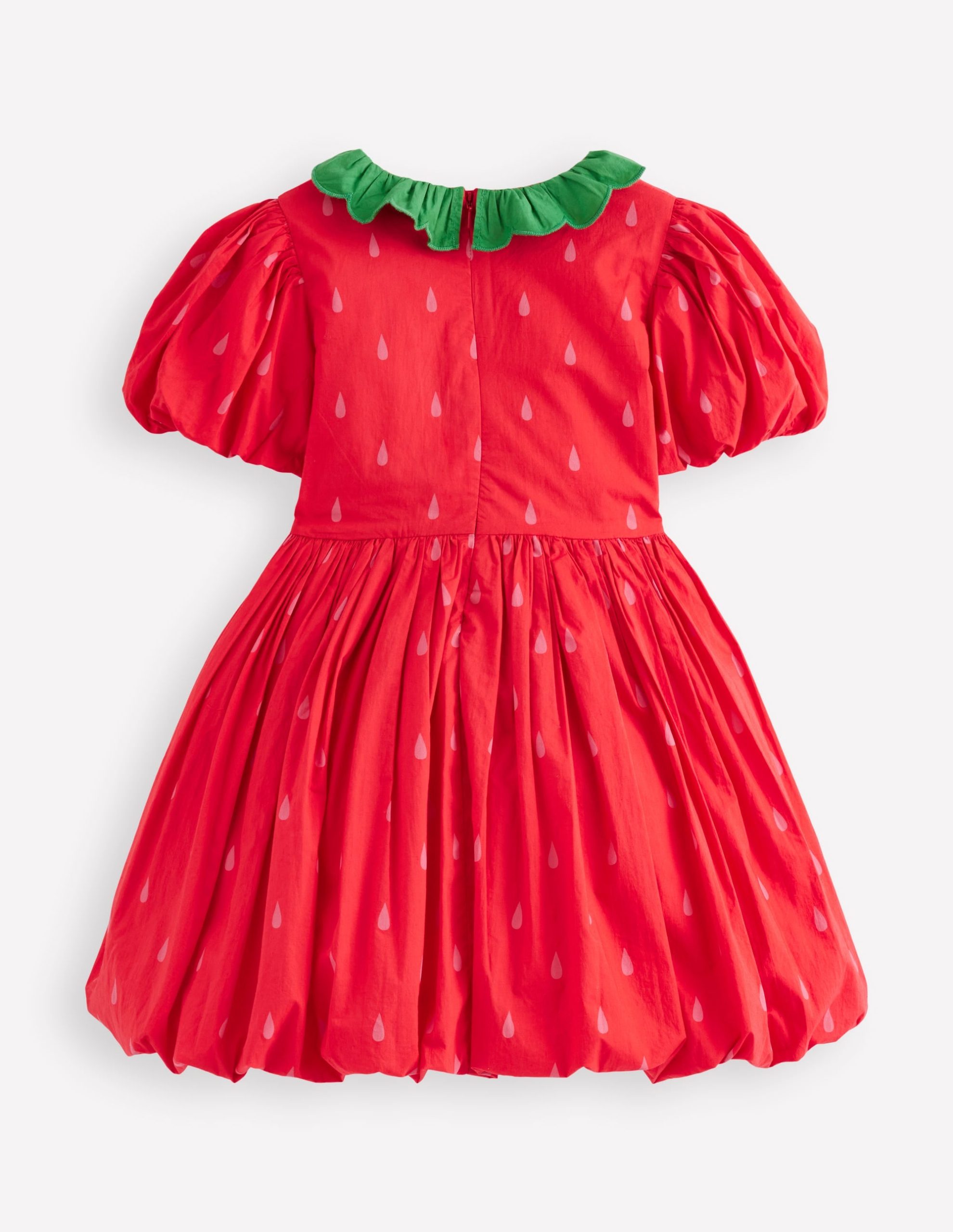 Bubble Hem Dress-Poppy Red Strawberry - Image 2