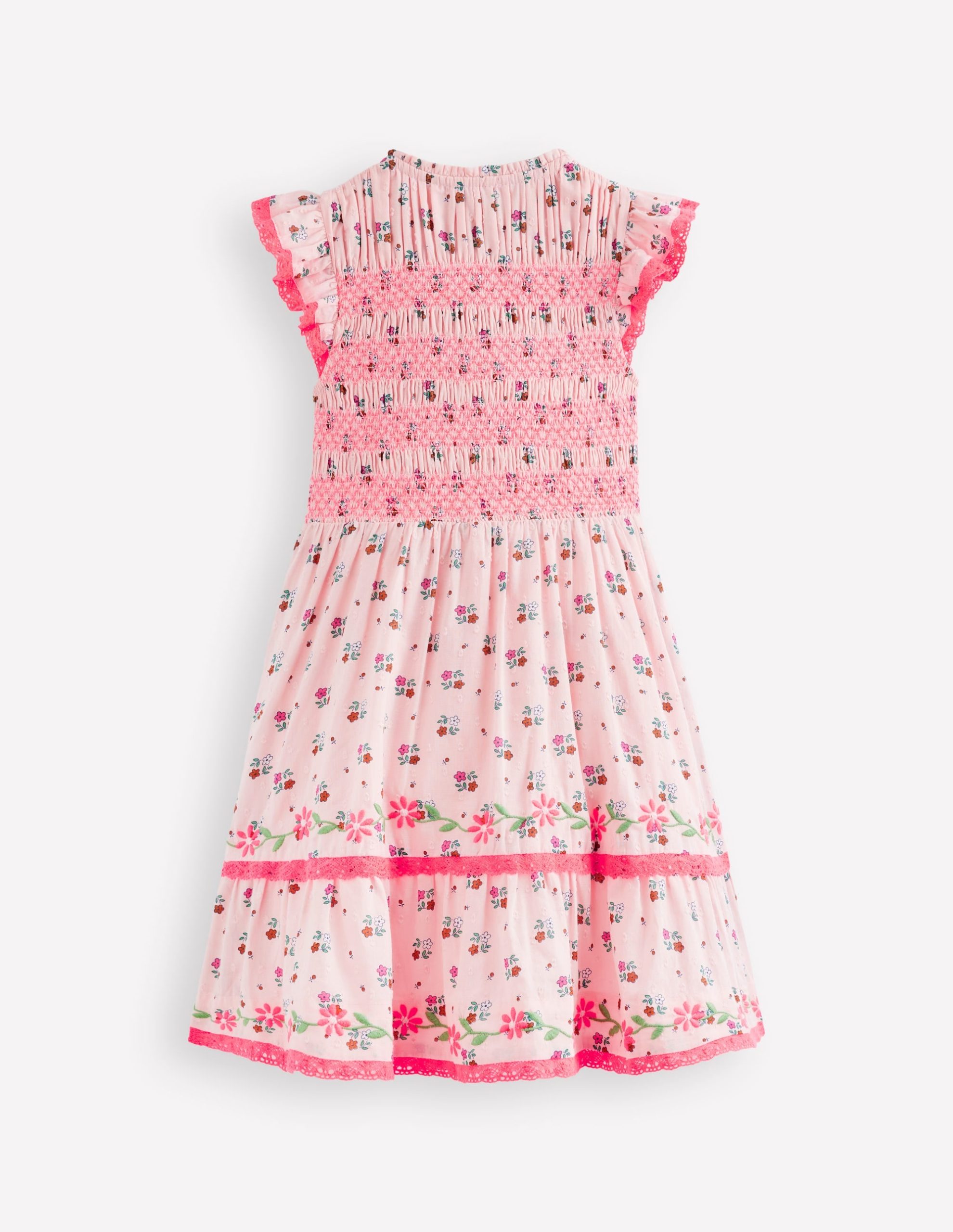 Shirred Bodice Midi Dress-Chalk Pink Daisy Chain - Image 6