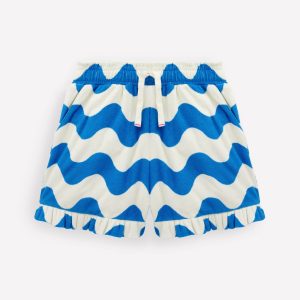 Towelling Ruffle Shorts-Blue Wave
