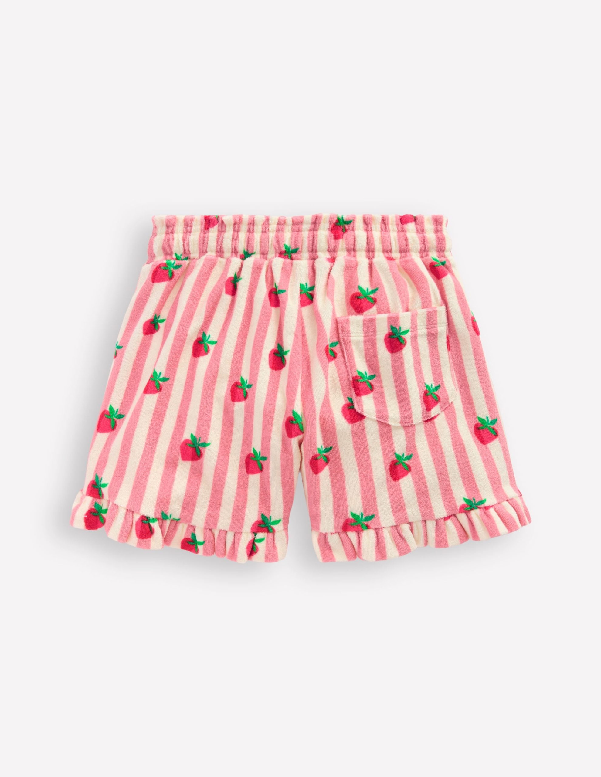 Towelling Ruffle Shorts-Strawberry Stripe - Image 2