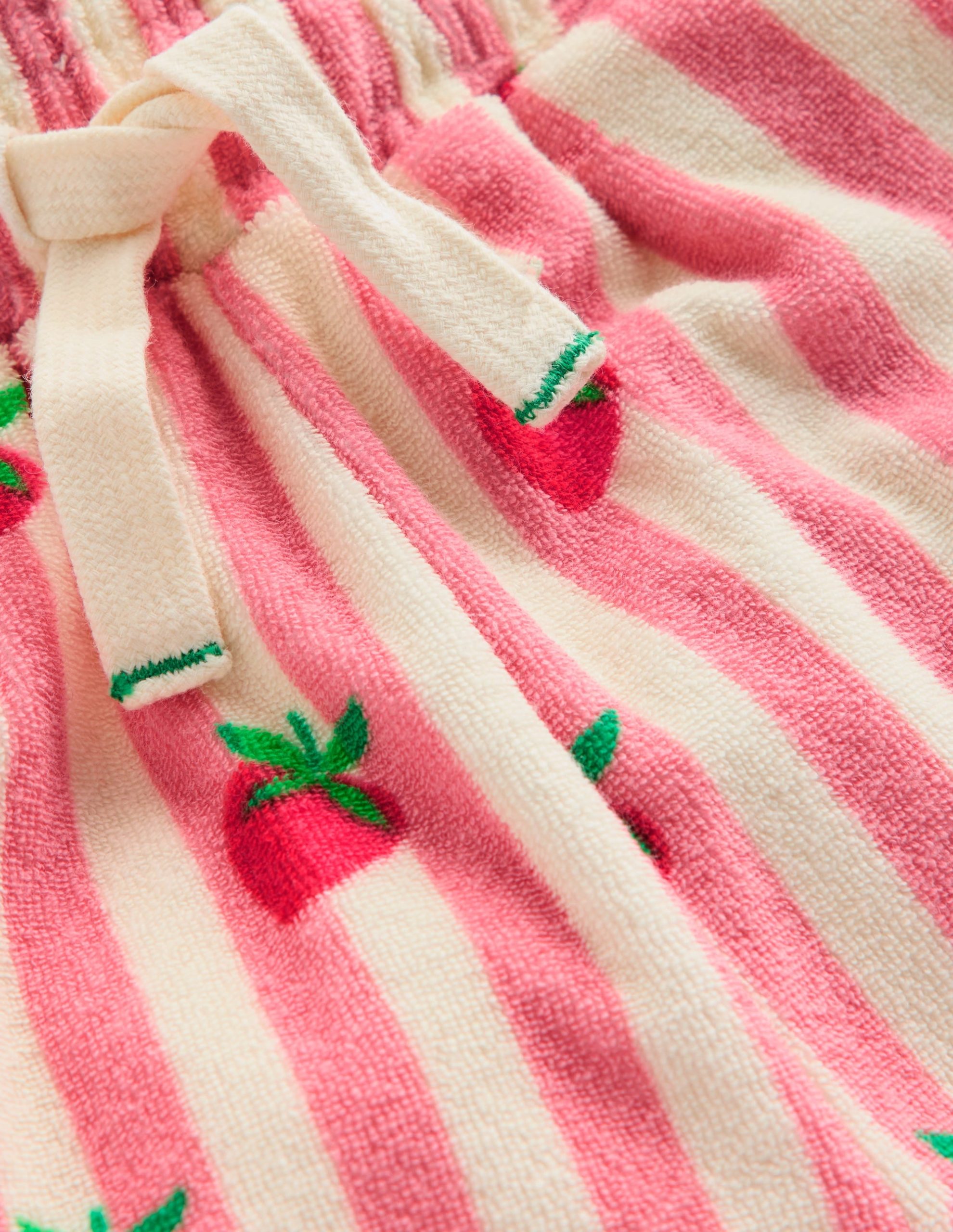 Towelling Ruffle Shorts-Strawberry Stripe - Image 3