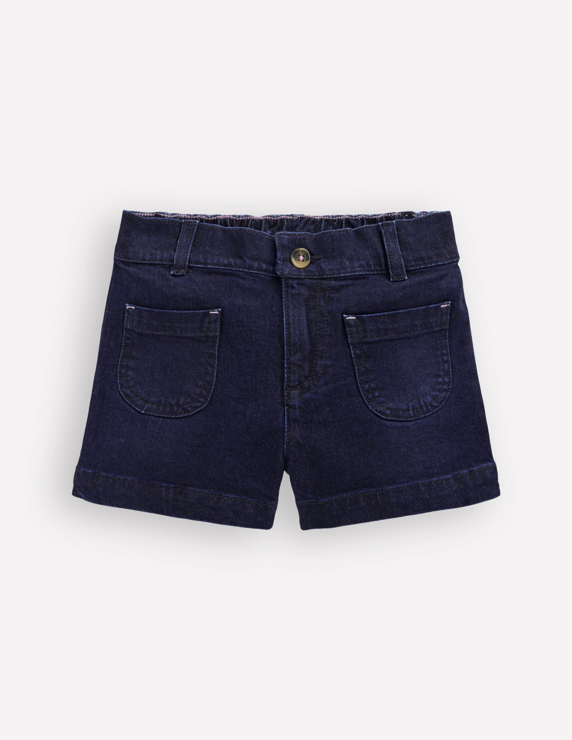 Patch Pocket Shorts-Dark Wash Denim