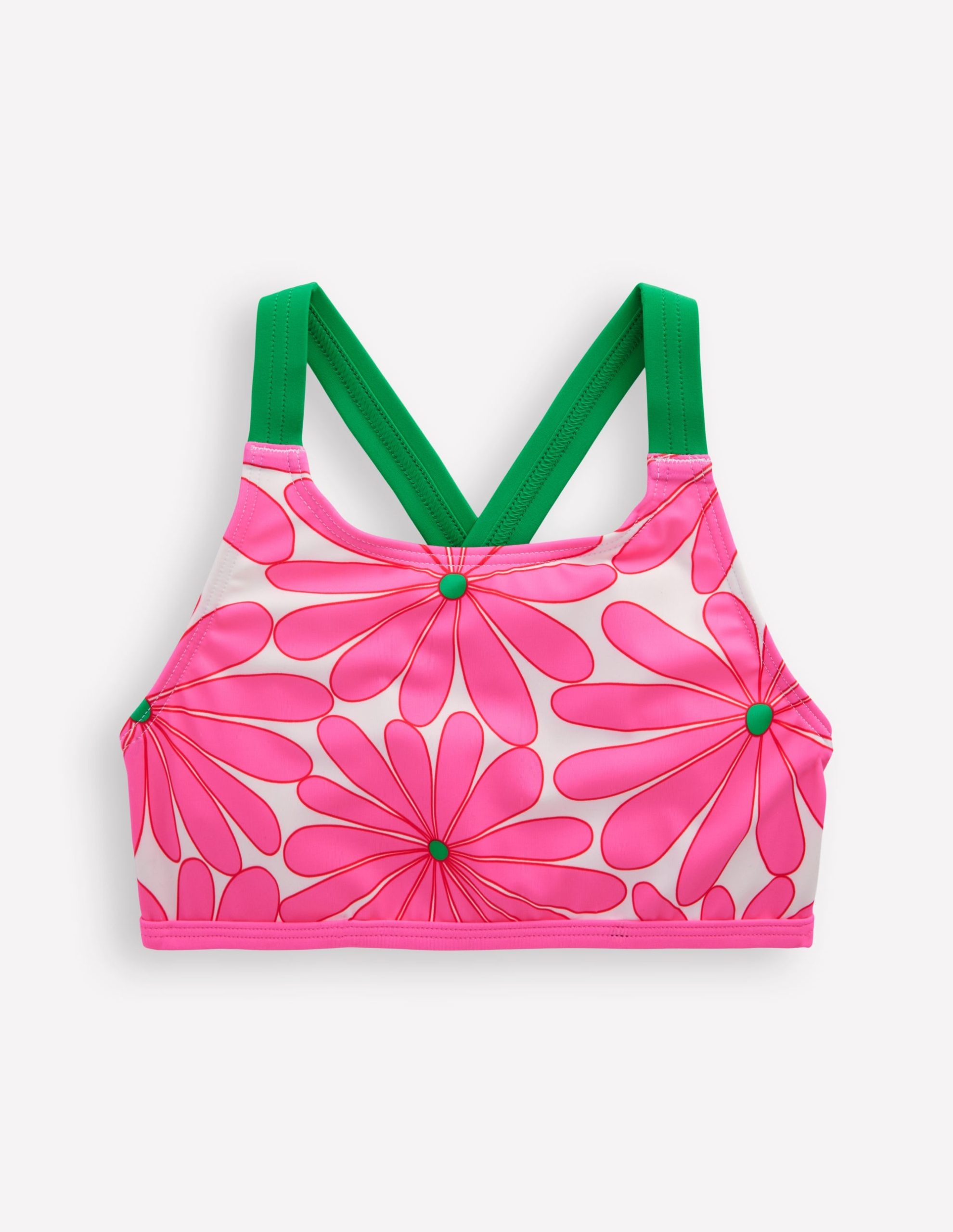 Cross-back Bikini Top-Festival Pink Daisy