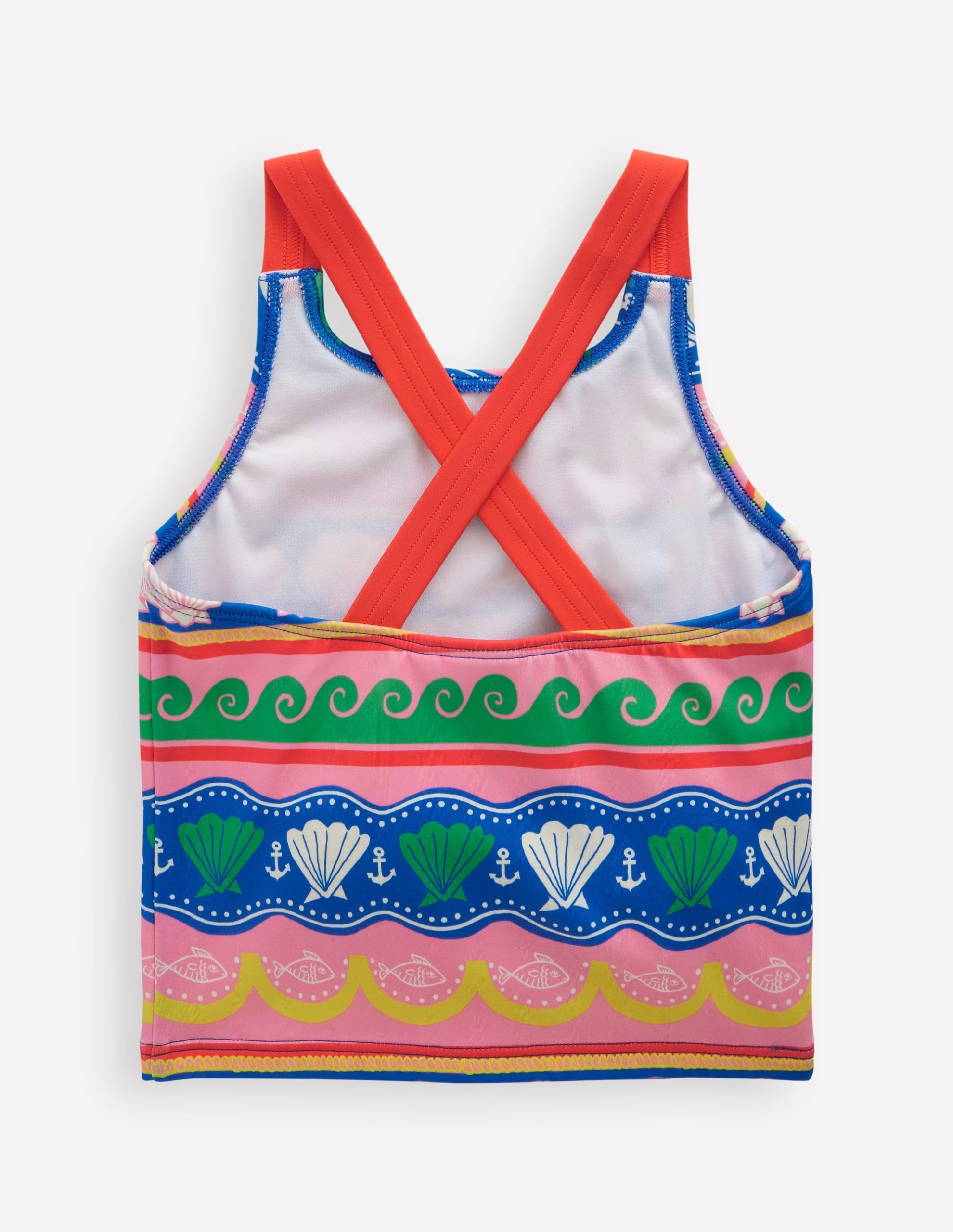 Cross-Back Tankini Top-Multi Sea Shell Stripe - Image 2
