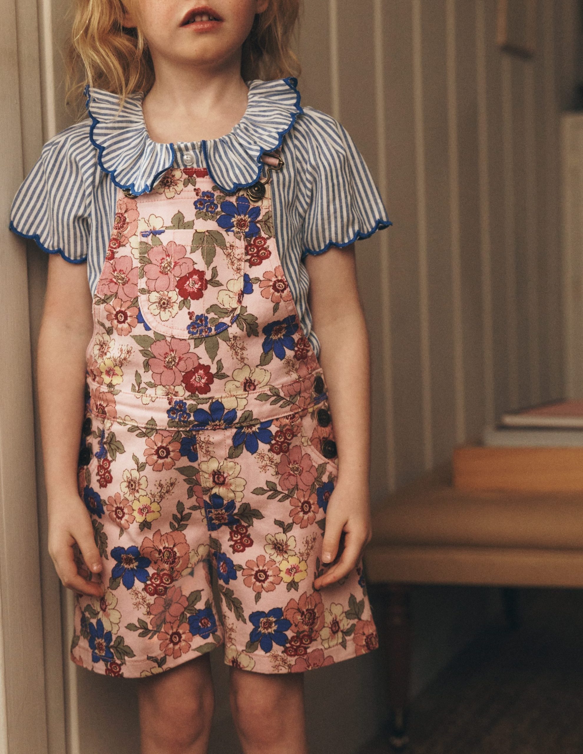 Short Overalls-Pink Floral Bloom - Image 4