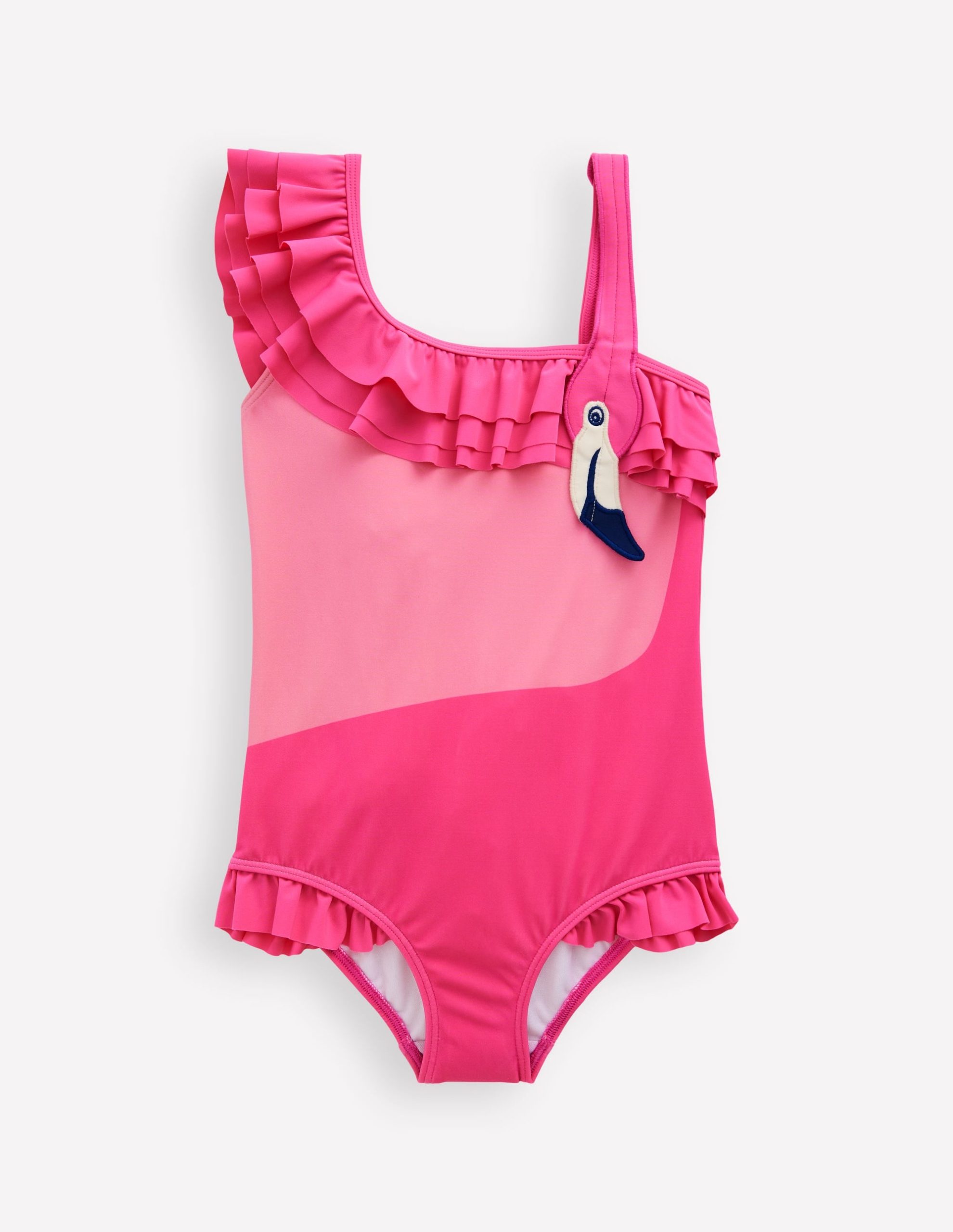 One Shoulder Appliqu?? Swimsuit-Sorbet Pink Flamingo