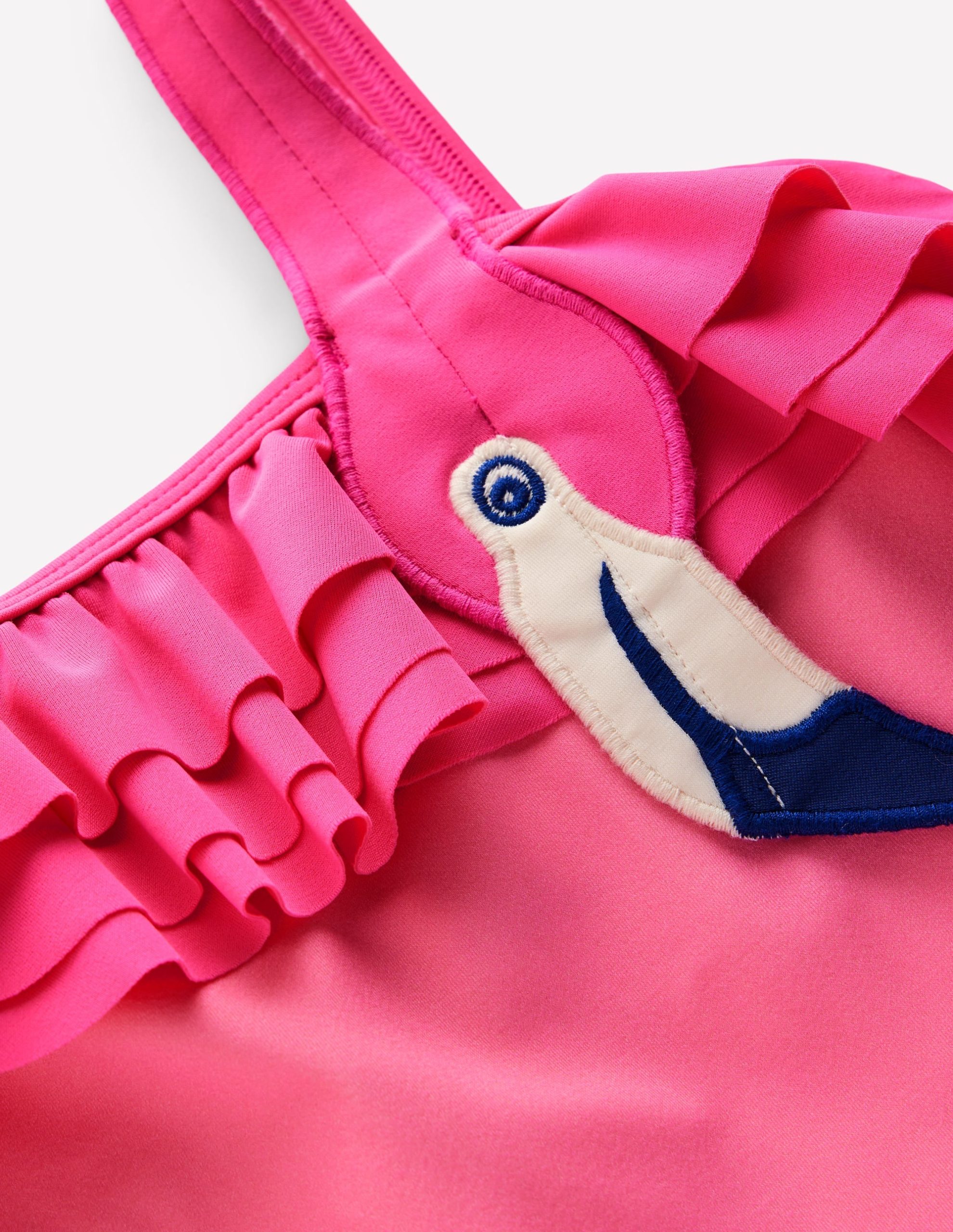 One Shoulder Appliqu?? Swimsuit-Sorbet Pink Flamingo - Image 3