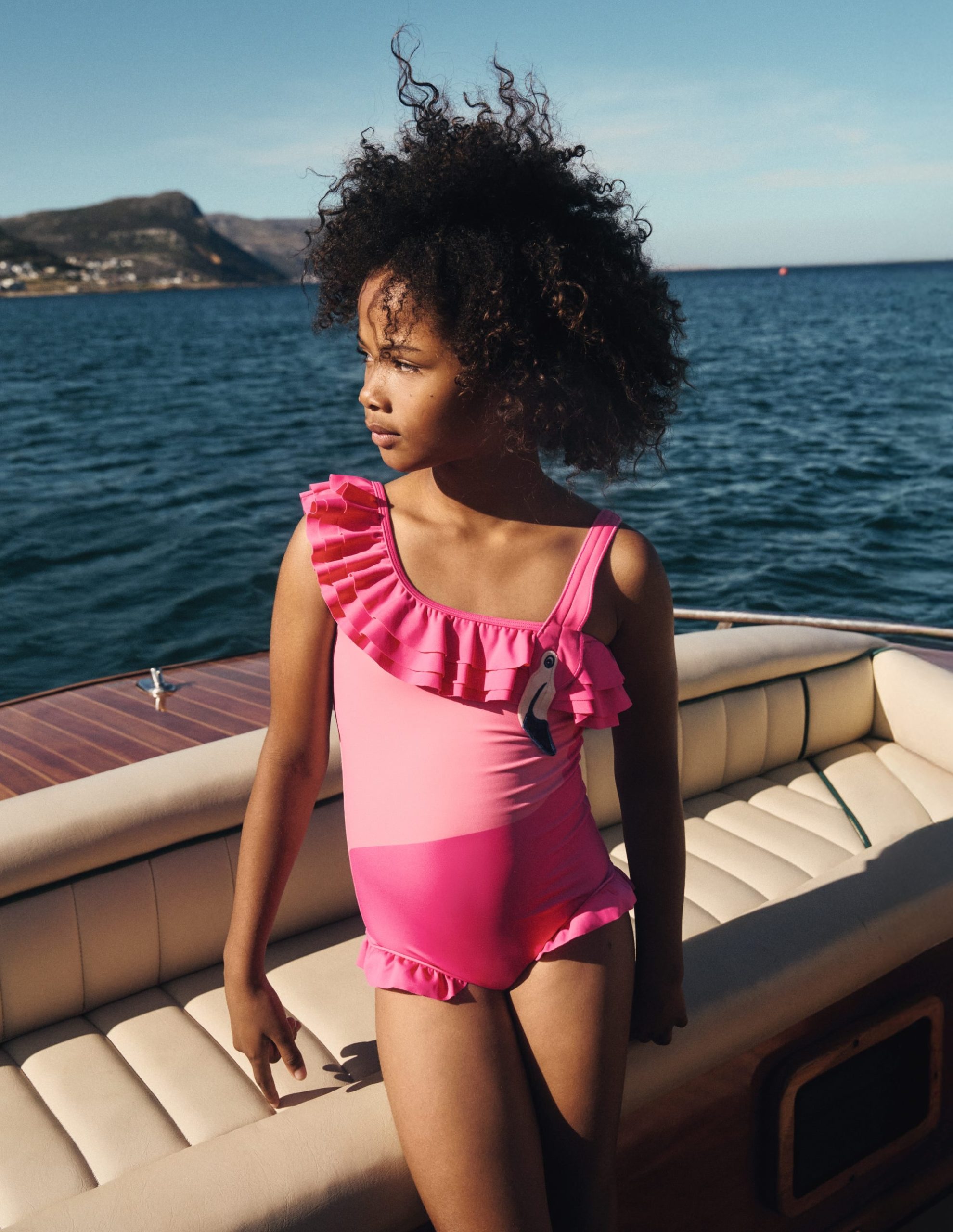 One Shoulder Appliqu?? Swimsuit-Sorbet Pink Flamingo - Image 4