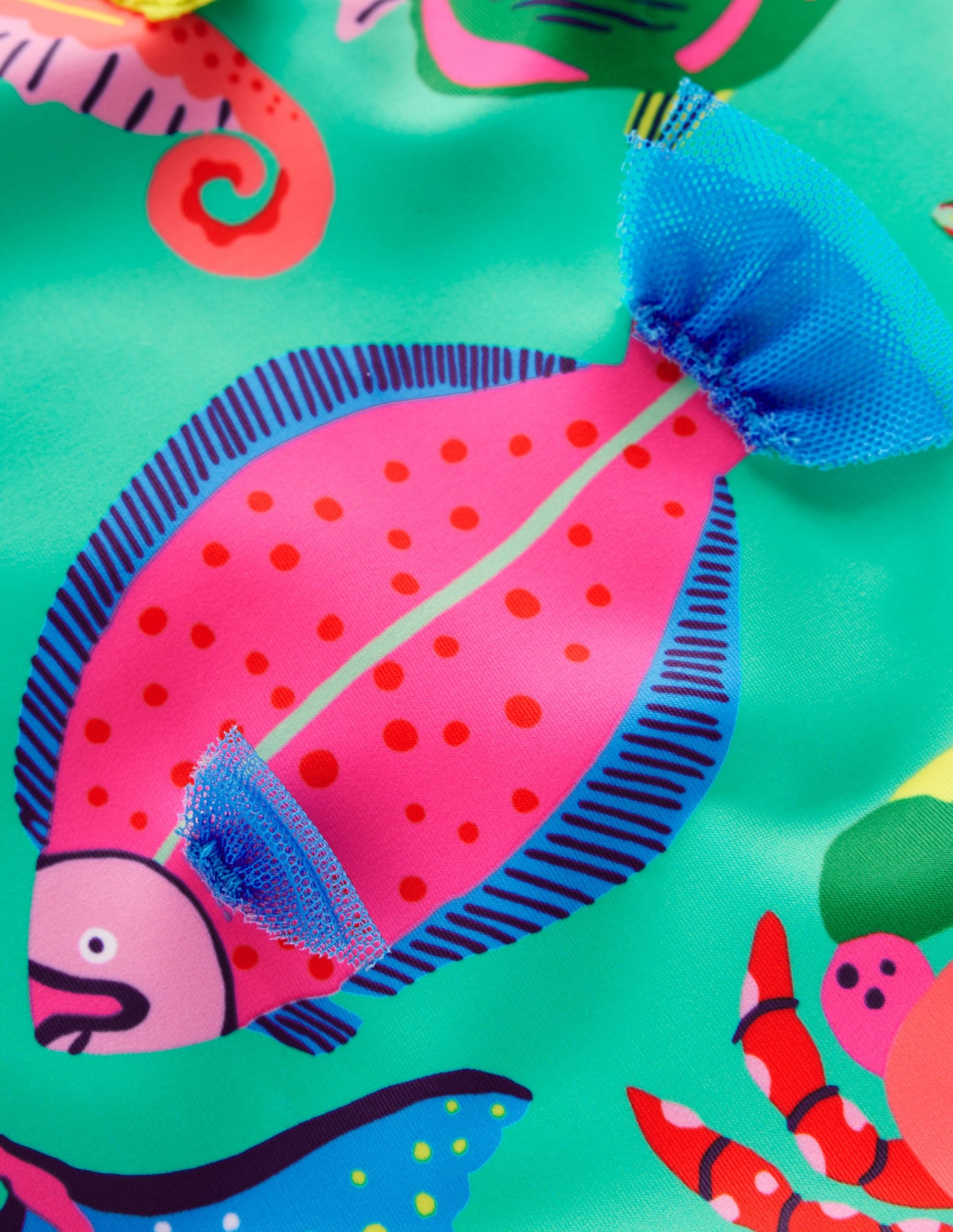 Scoop Back Appliqu?? Swimsuit-Aquamarine Blue Fish - Image 3