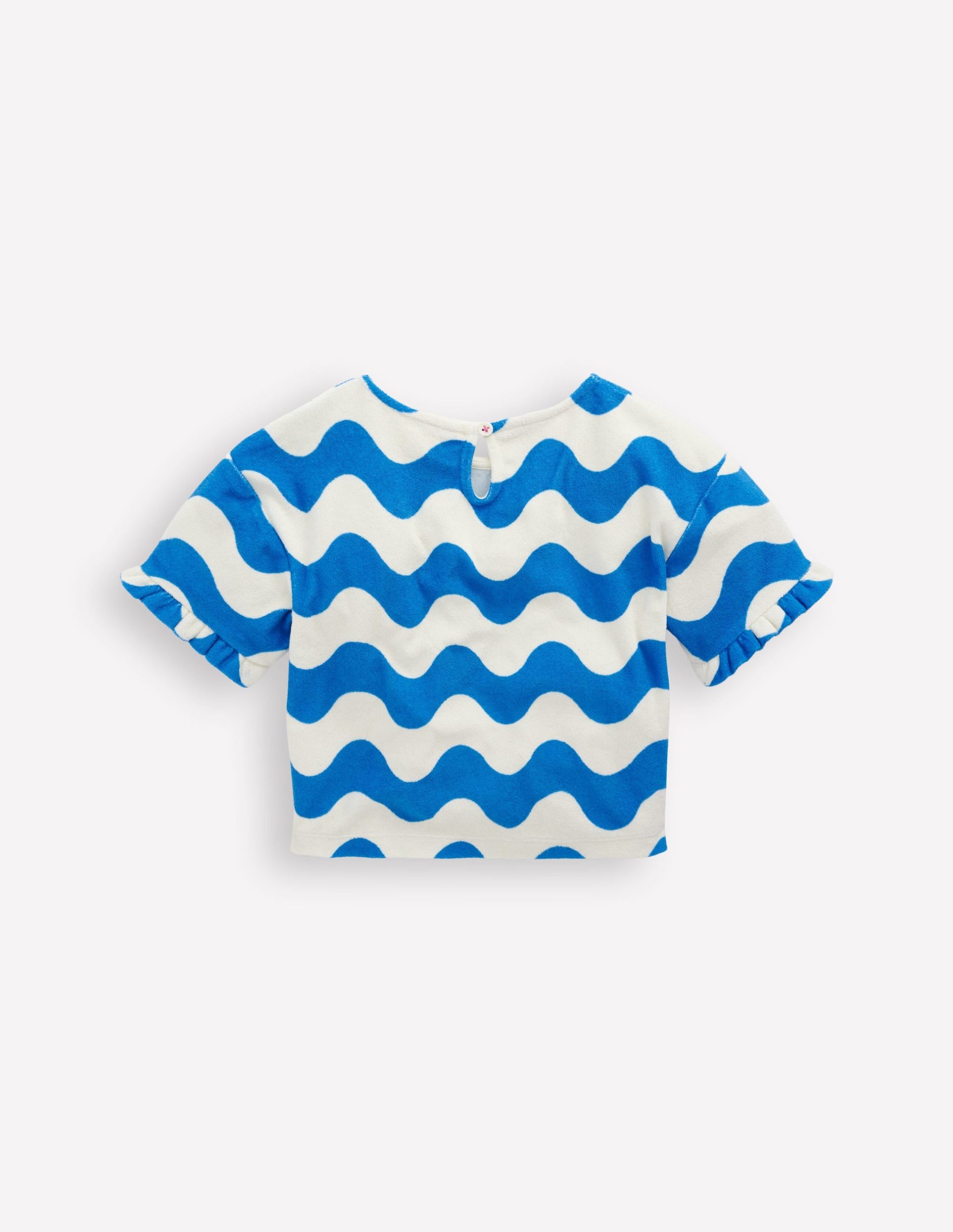 Dropped Shoulder Towelling Top-Blue Wave Stripe - Image 2
