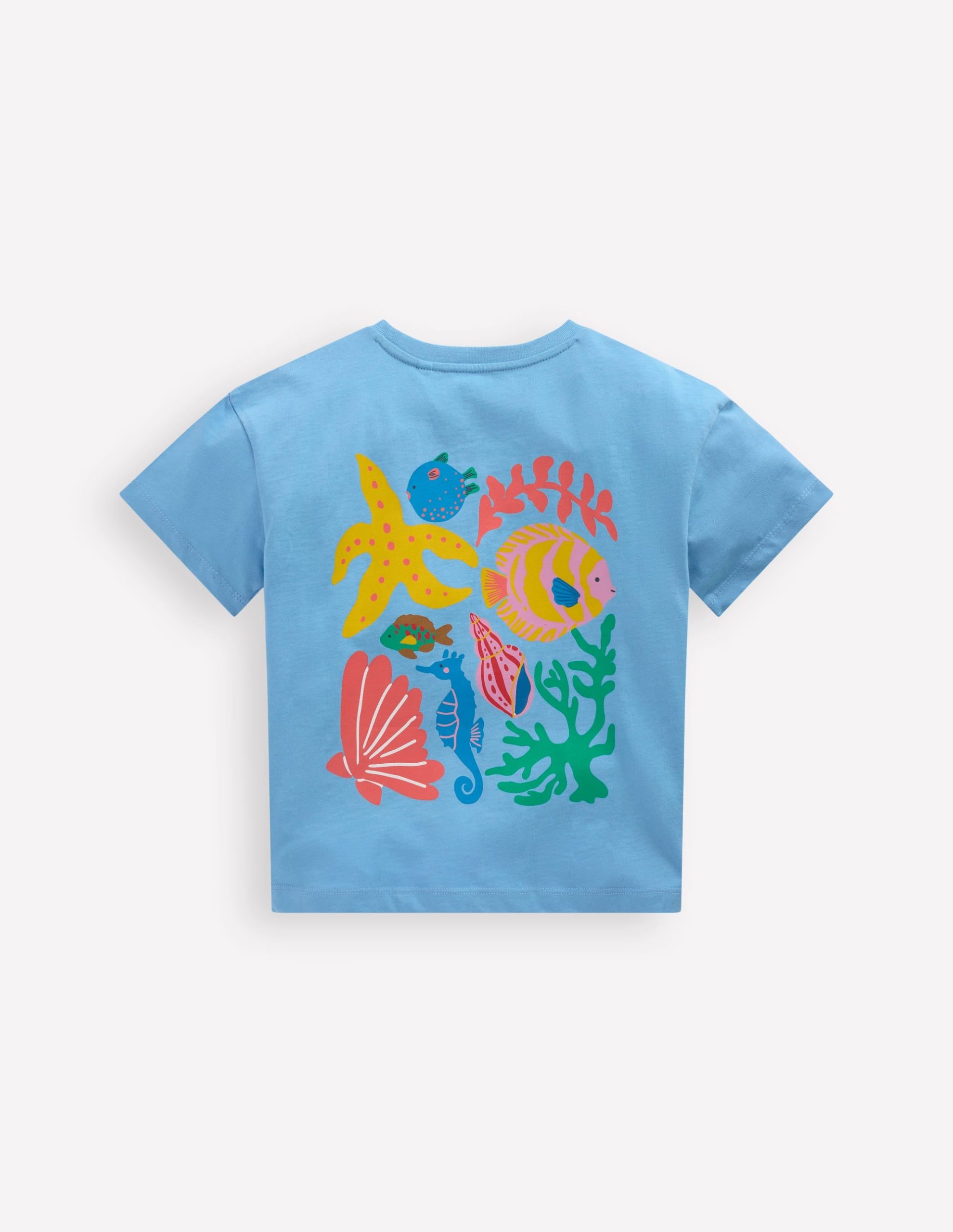 Short Sleeve Printed T-Shirt-Blue Sealife - Image 2