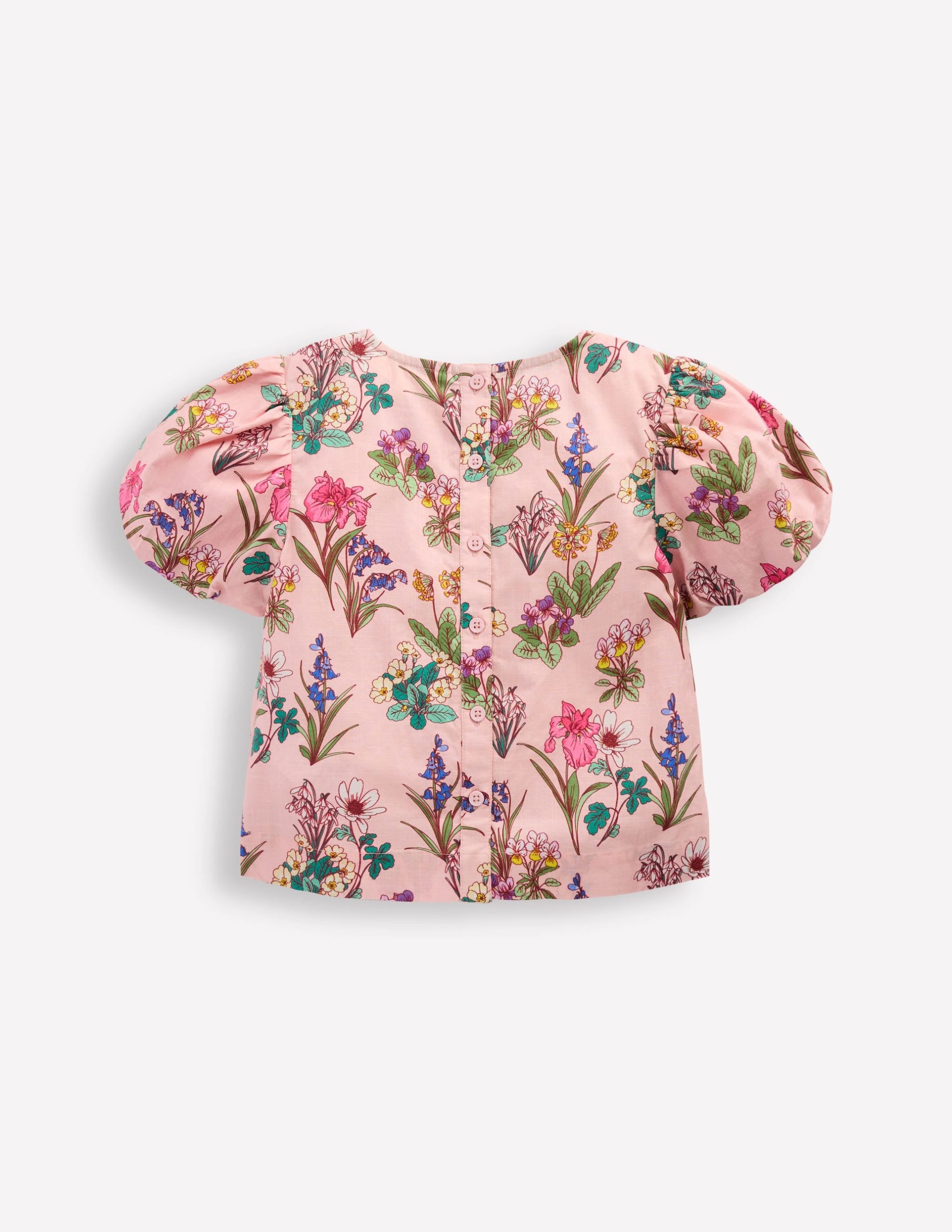 Puff Sleeve Woven Top-Pink Floral - Image 2