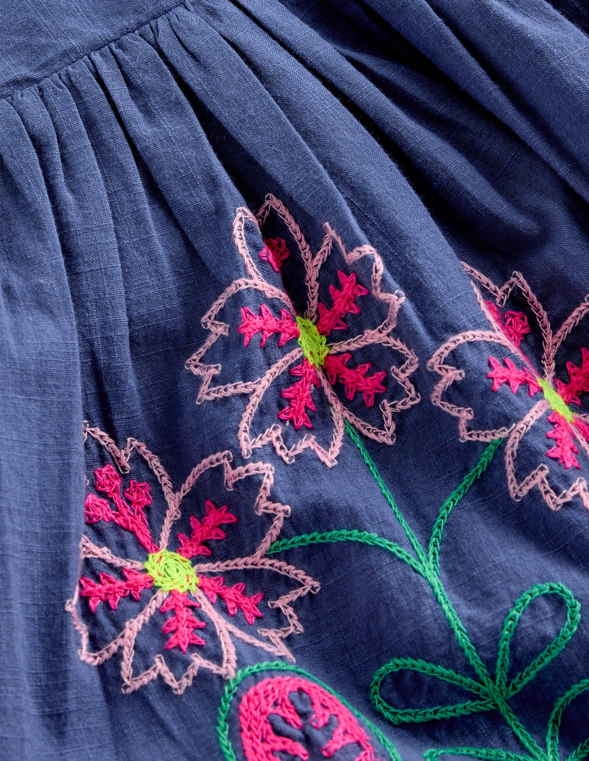 Annalisa Twirly Sundress-Denim Blue Embroidery - Image 3