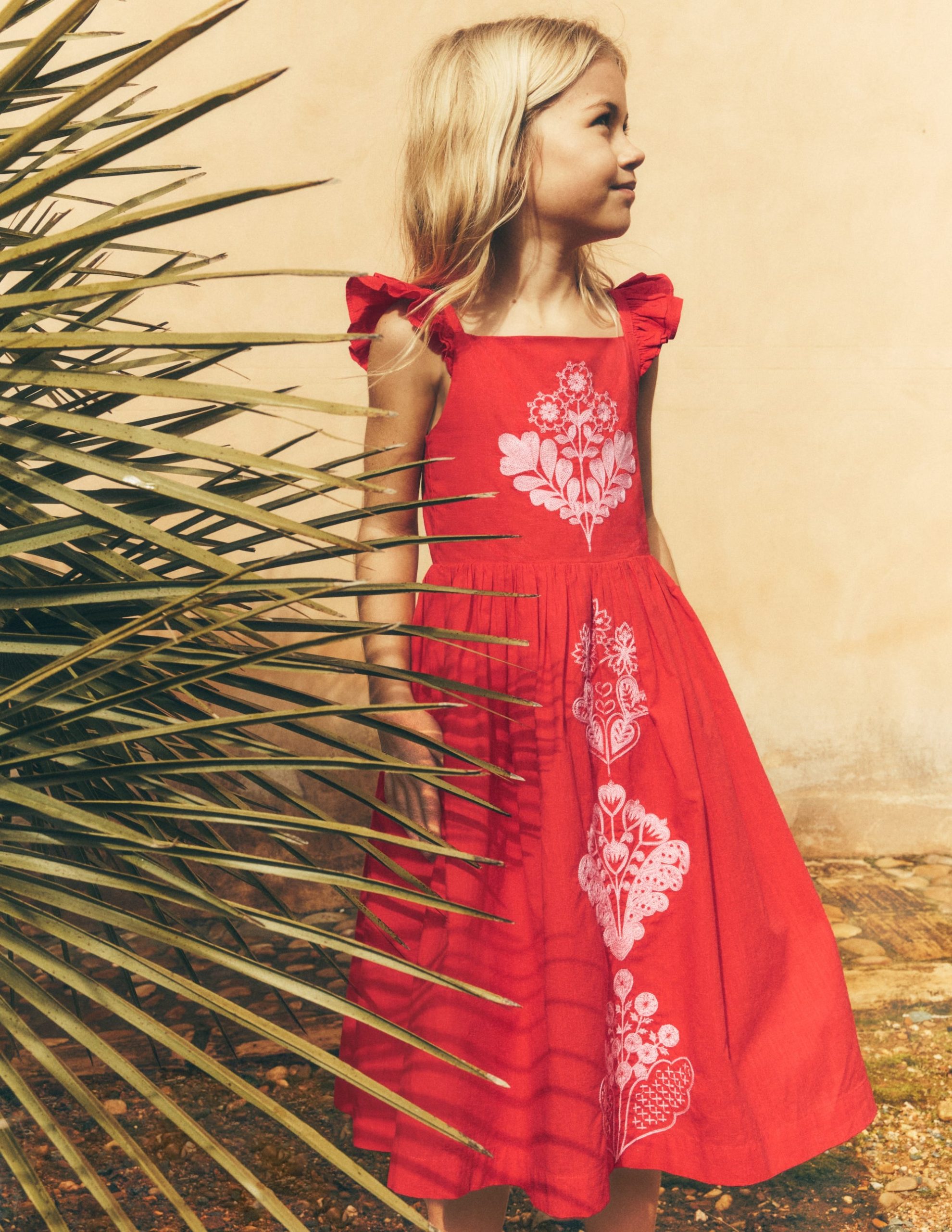 Annalisa Twirly Sundress-Spicy Red Embroidery - Image 4