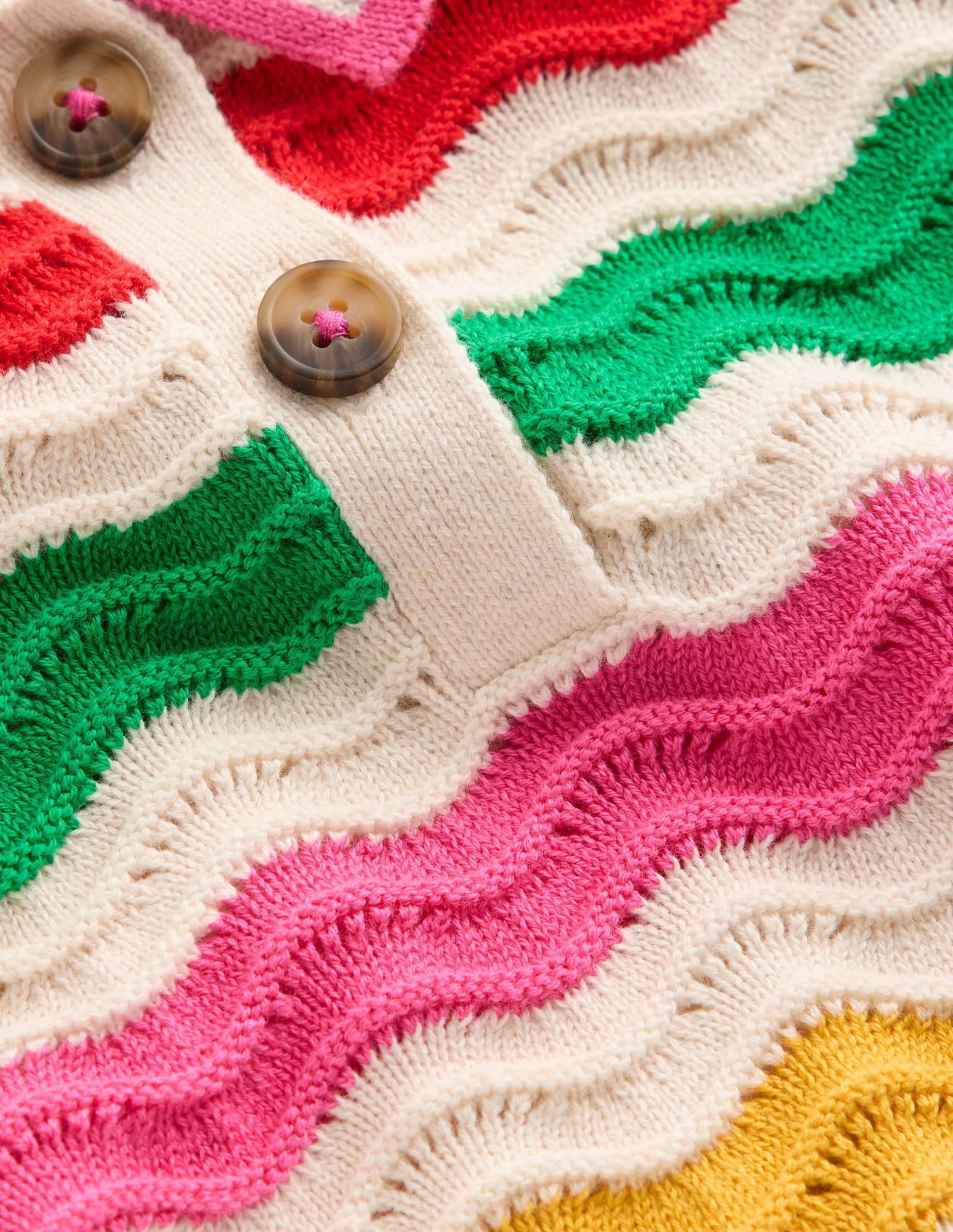 Pointelle Knitted Polo Top-Ecru Marl Multi Wave - Image 3