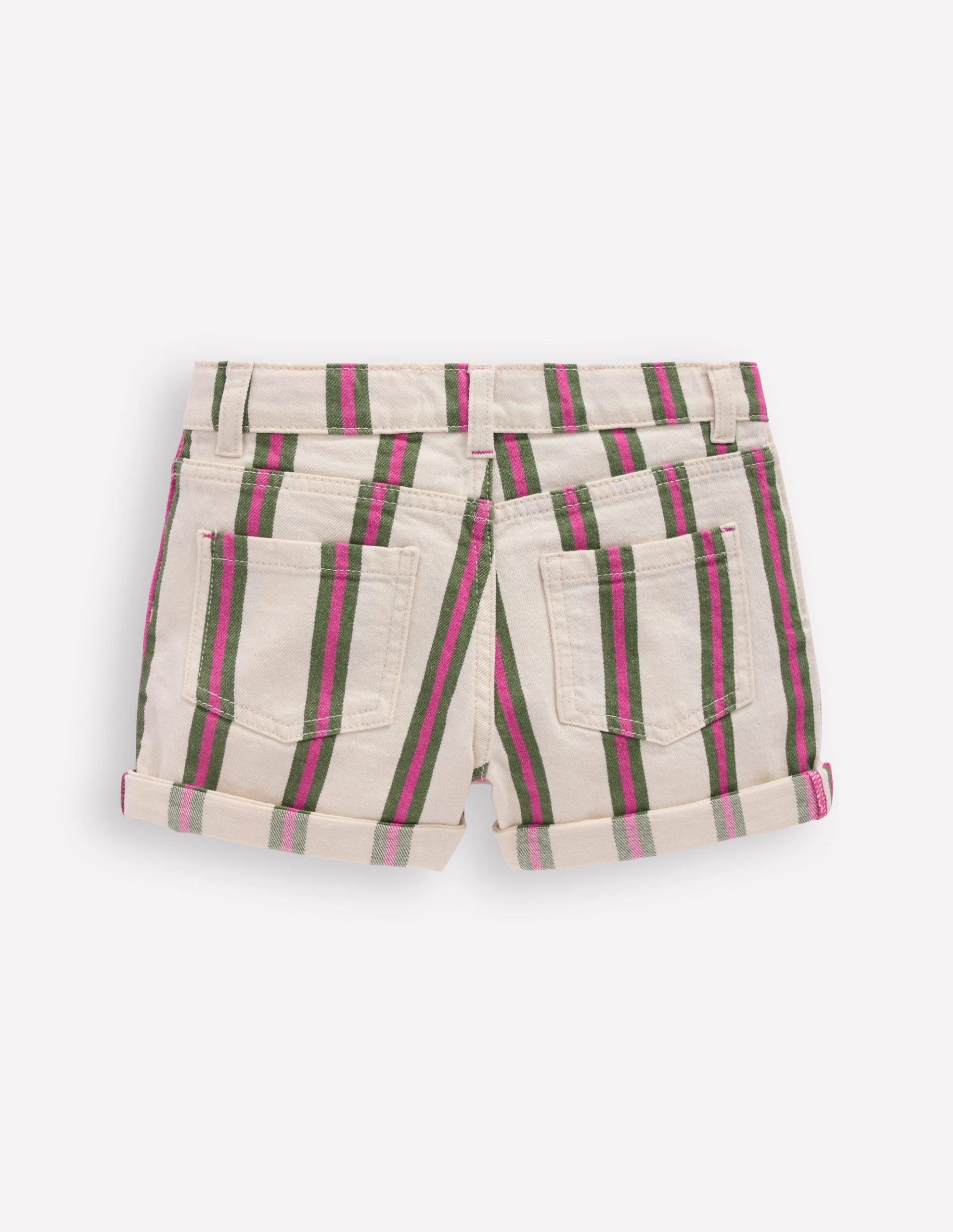 Denim Shorts-Ivory/Green/Pink Stripe - Image 2